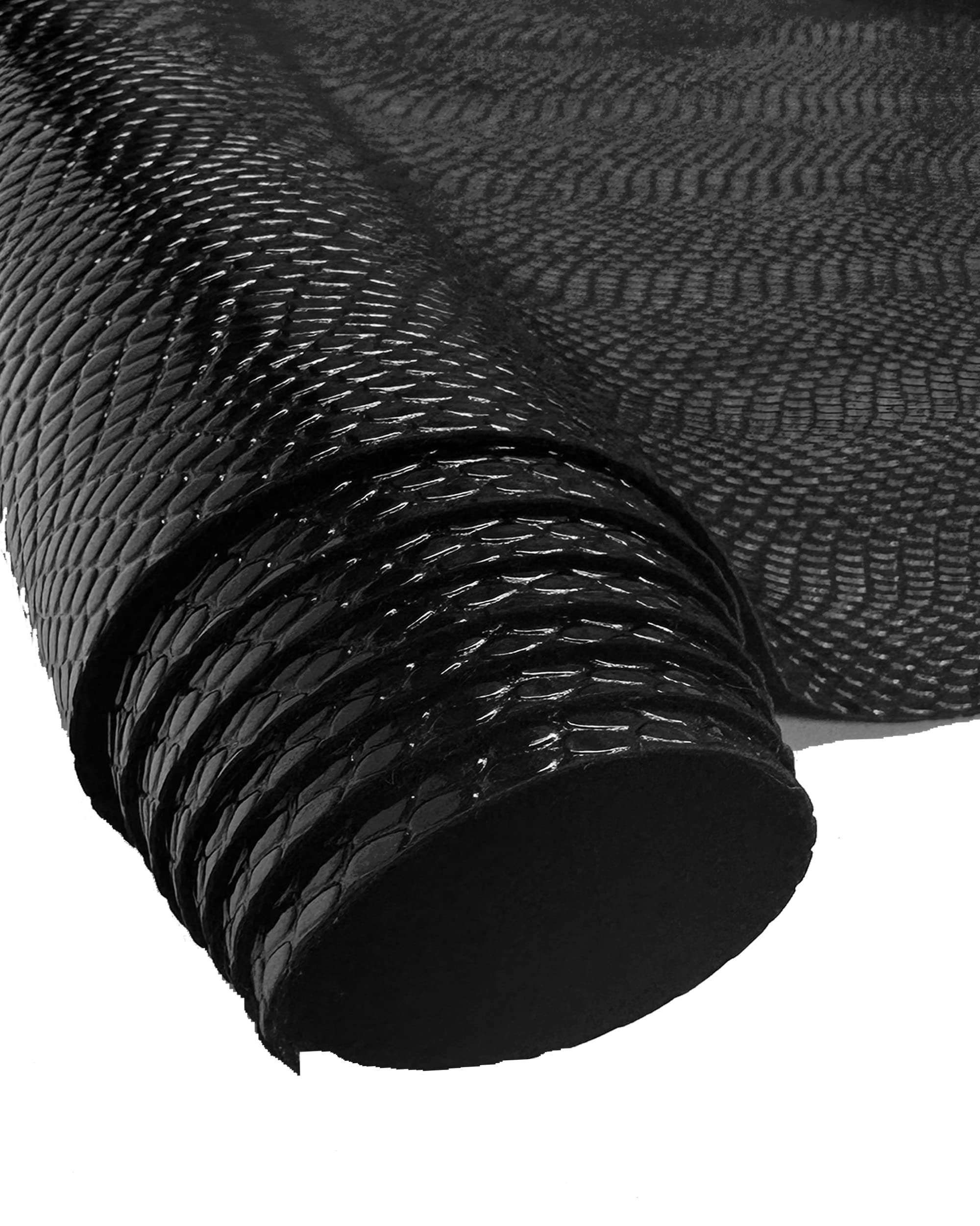 FabricEmpire Vinyl Upholstery Embossed Texture Fabric Rattlesnake Snake Mamba Black Fake Leather / 54'' Wide/Sold by The Yard