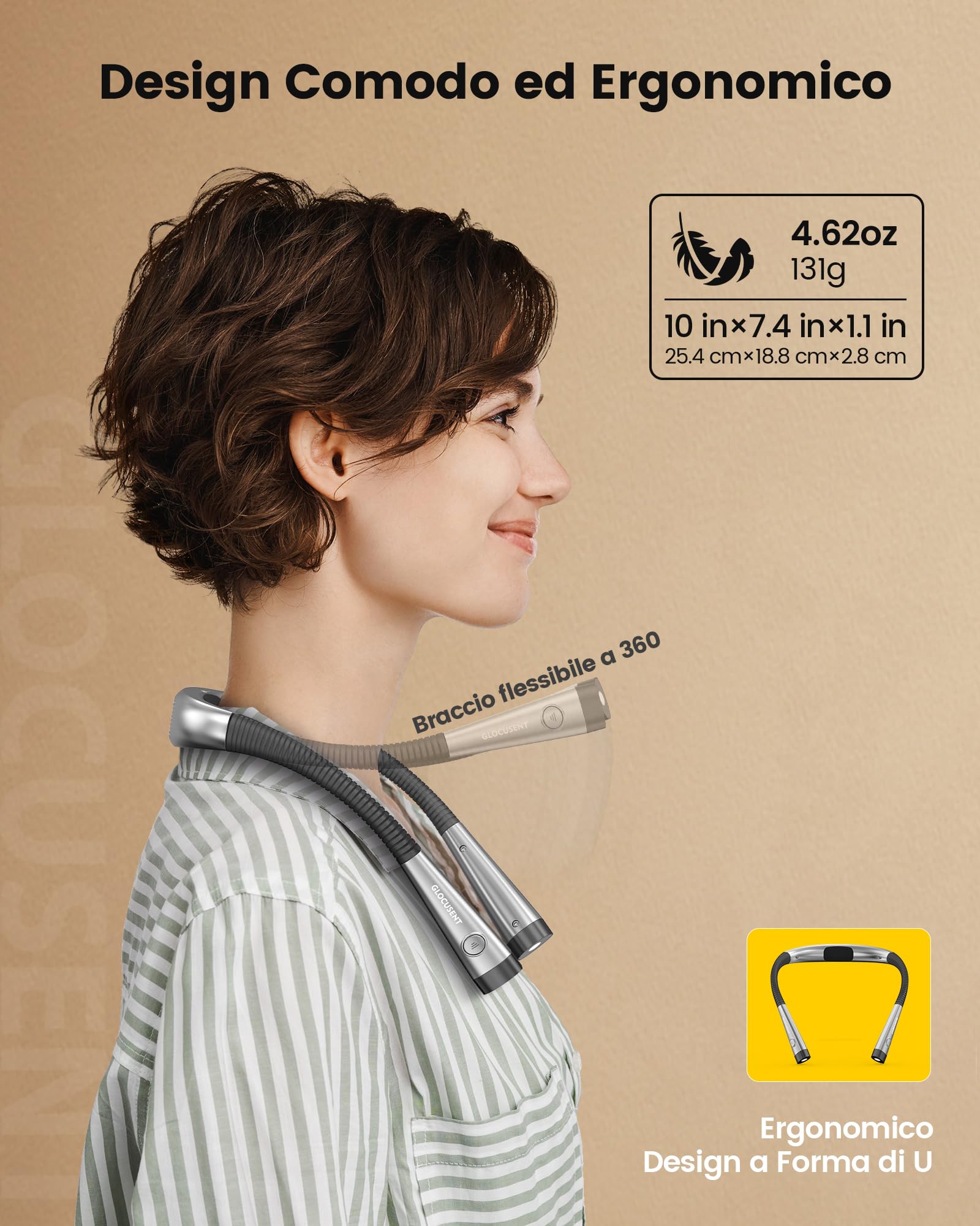 Glocusent Lampada da Lettura, LED luce del libro, Ricaricabile, 3 Colori, 6 Livelli di luminosità, Bracci pieghevoli, mani libere, Perfetta per Tejer, Estudiar, Dormir, Viajar (Funda EVA incluida)