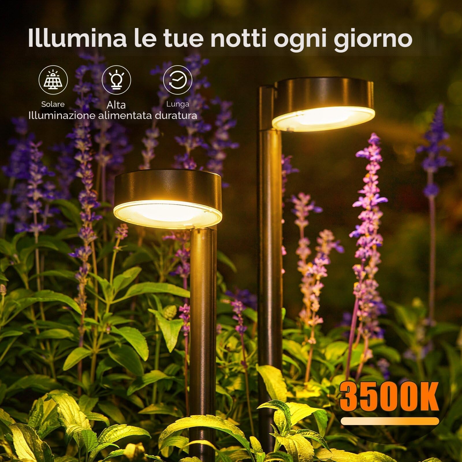 BUCASA Luci Solari da Giardino, 8 Pezzi Moderne Lampada Solare da Esterno con Luci LED Super Luminose, Impermeabili Luce Solare LED Esterno Decorazione per Prato, Patio, Cortile, Passerella, Regali