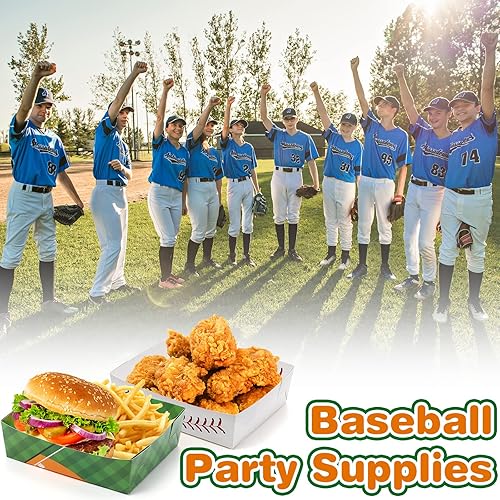 Miniatura 5 de Umigy Paquete de 100 bandejas de papel de béisbol de 5 libras, platos de béisbol grandes, botes de comida, cuencos de béisbol desechables, bandejas