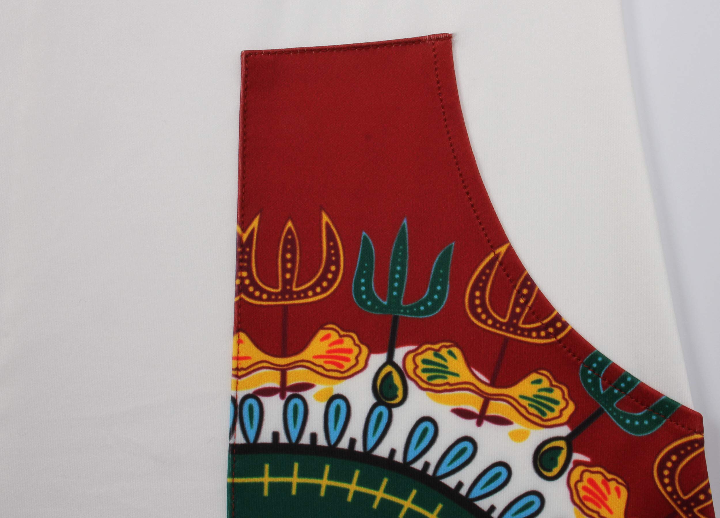Abito da donna aderente Dashiki africano midi bohémien vintage con tasca