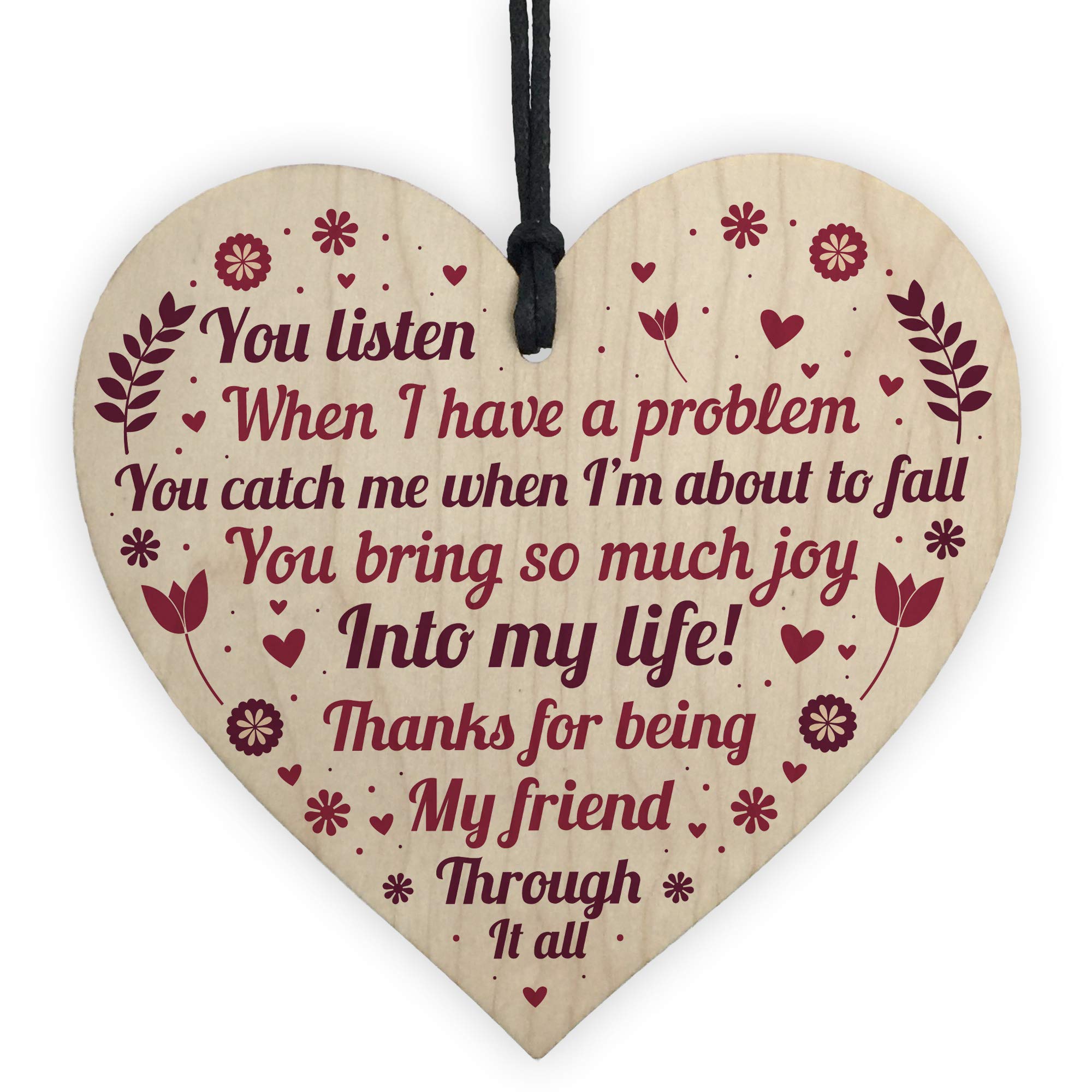 Red Ocean SPECIAL Thank You Gift For Best Friend Wooden Heart Birthday Friendship Keepsake Plaques