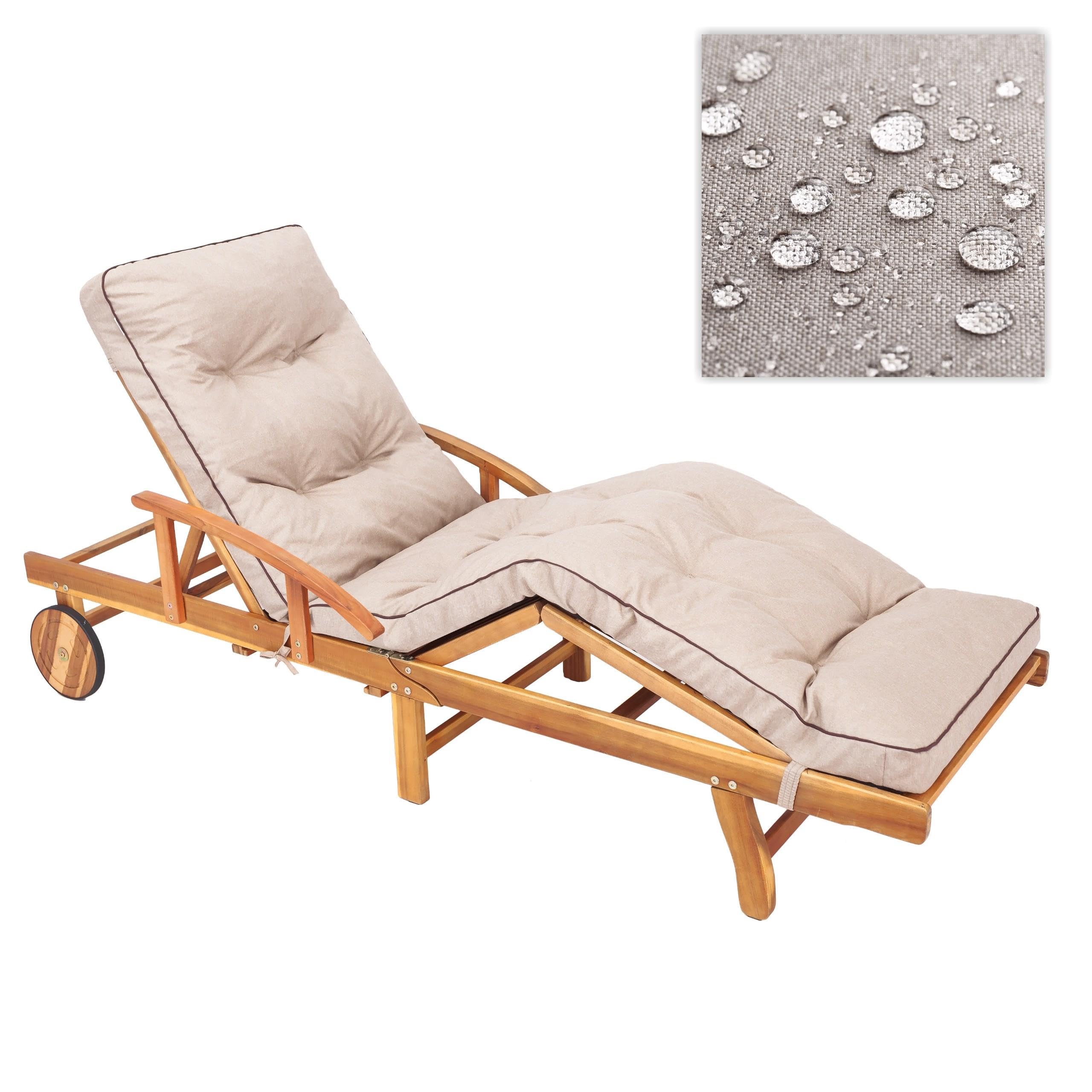 PillowPrim Sun Lounger Cushion, Garden Lounger Cushion 200 x 55 x 9 cm - Comfortable Sun Lounger Cushion - Cushion for Sun Lounger, Cushion for Deck Chair, Quilted - Beige