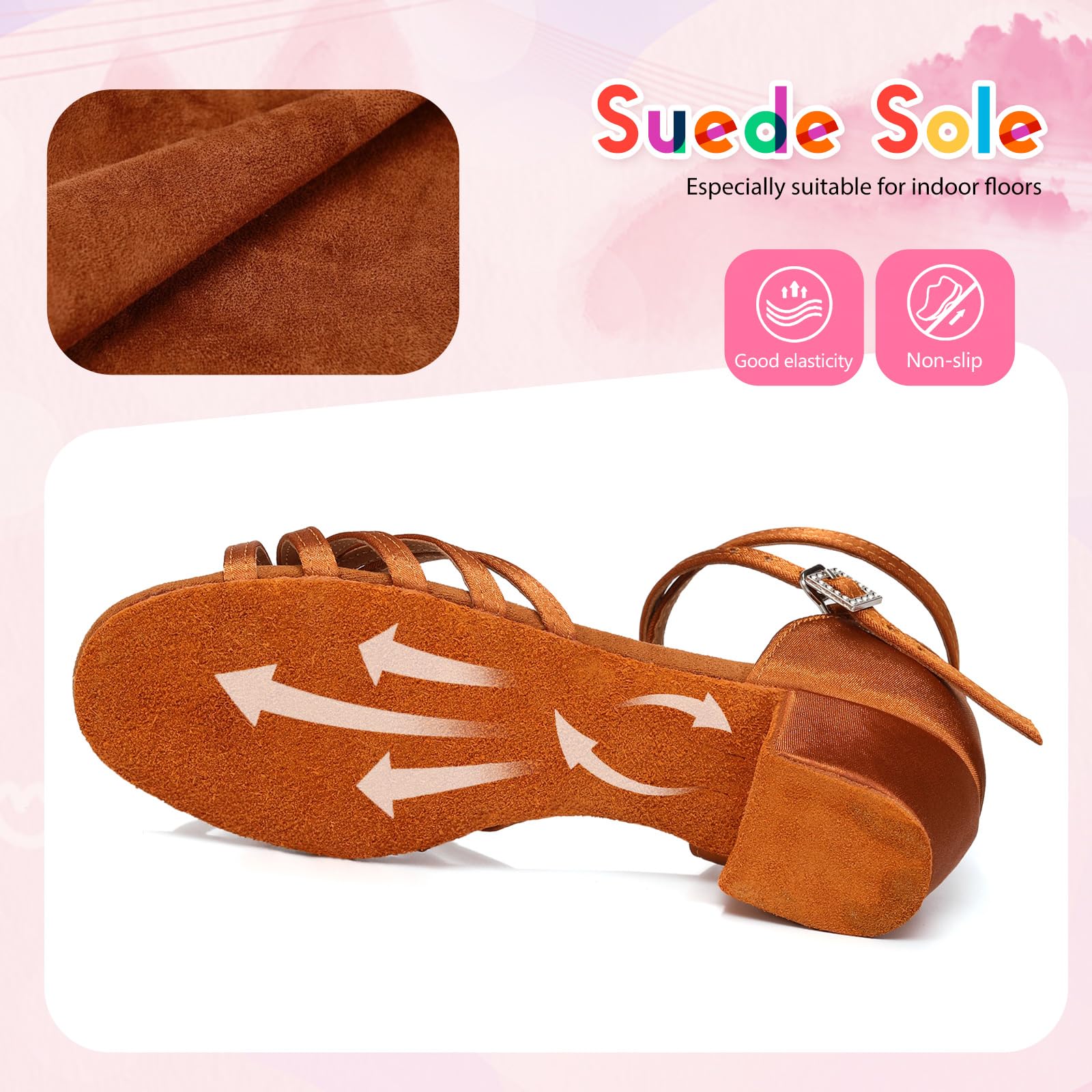 SWDZM Zapatos de Baile Latino Niña Tacón 3 cm Estándar Salsa Bailarina y Bachata Principiantes Bailarina Práctica