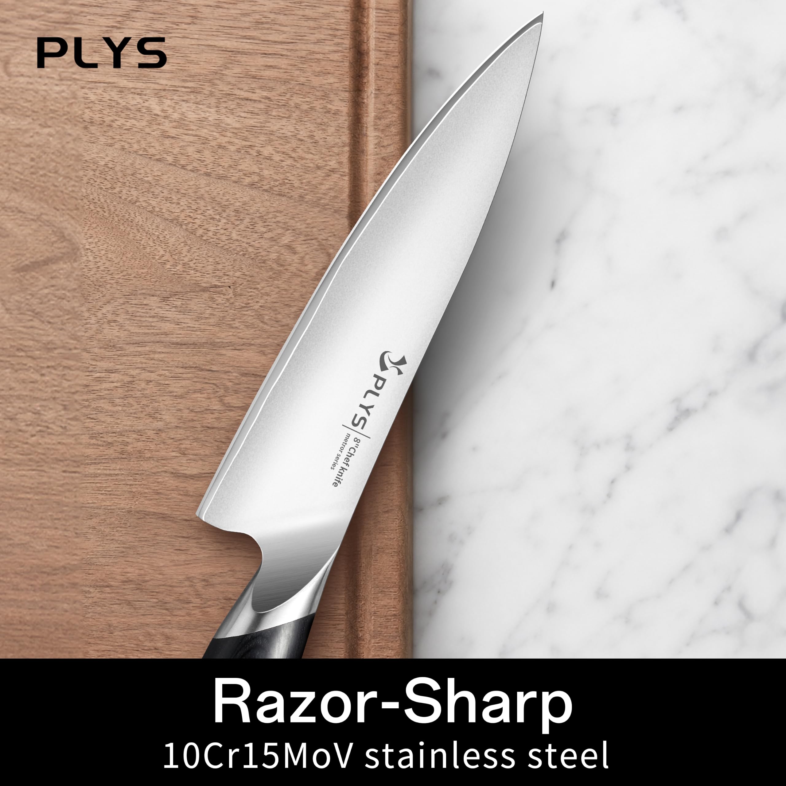 Coltelli da Cucina Affilato: Lama da 20 Cm, Coltello da Chef Professionale, Acciaio Inossidabile 10Cr15MoV, Coltello Multiuso, Manico Ergonomico Pakka, Ideale Come Regalo