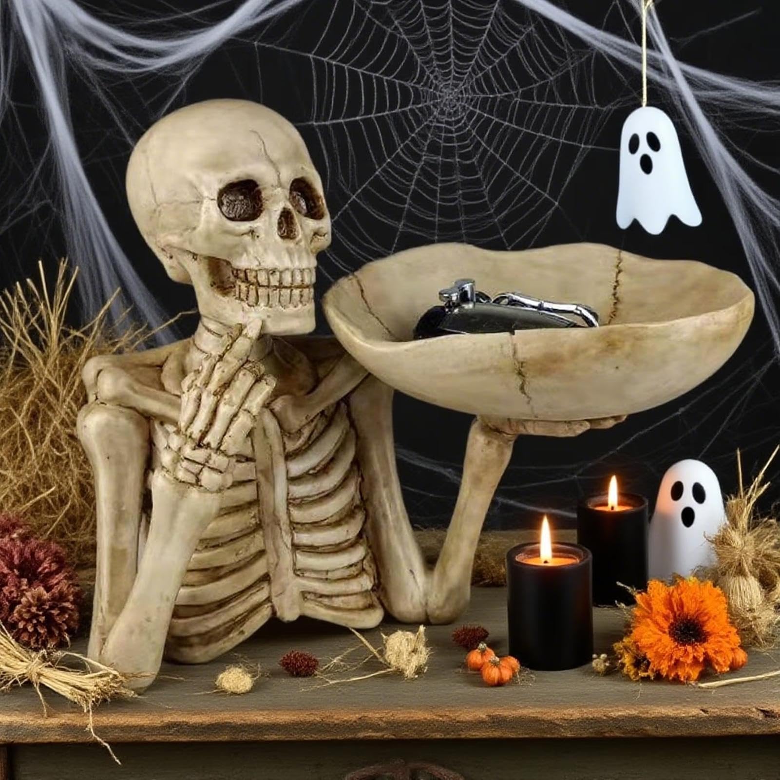 Scheletro Candy Bowl Spooky Resina Scheletro Decorazione