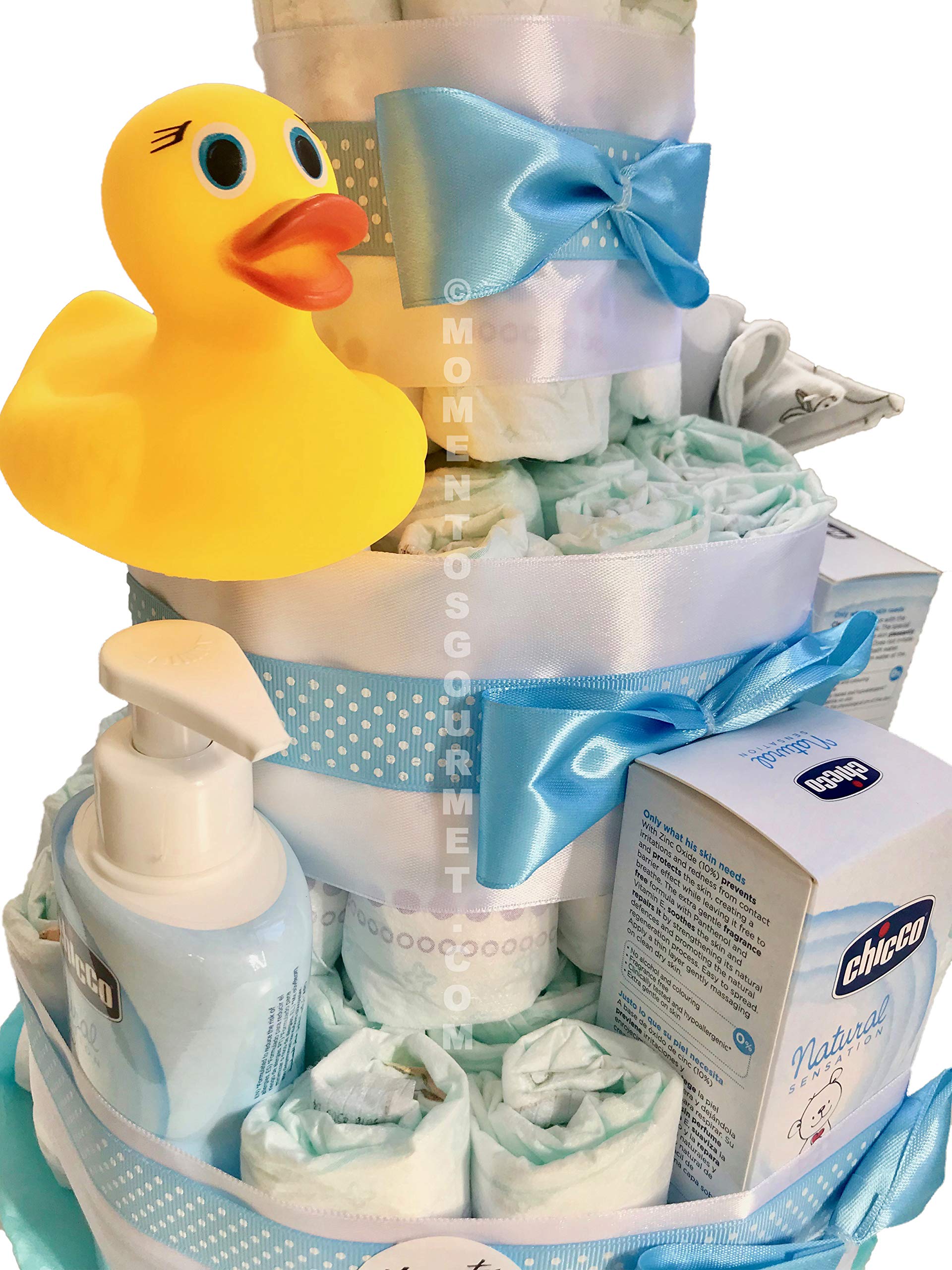 Tarta de pañales DODOT set baño productos (Talla 2 (3-6 kg)) by MomentosGourmet Añade tu dedicatoria personalizada. Regalo para bebé muy práctico. Cesta Canastilla recién nacido. Diaper Cake