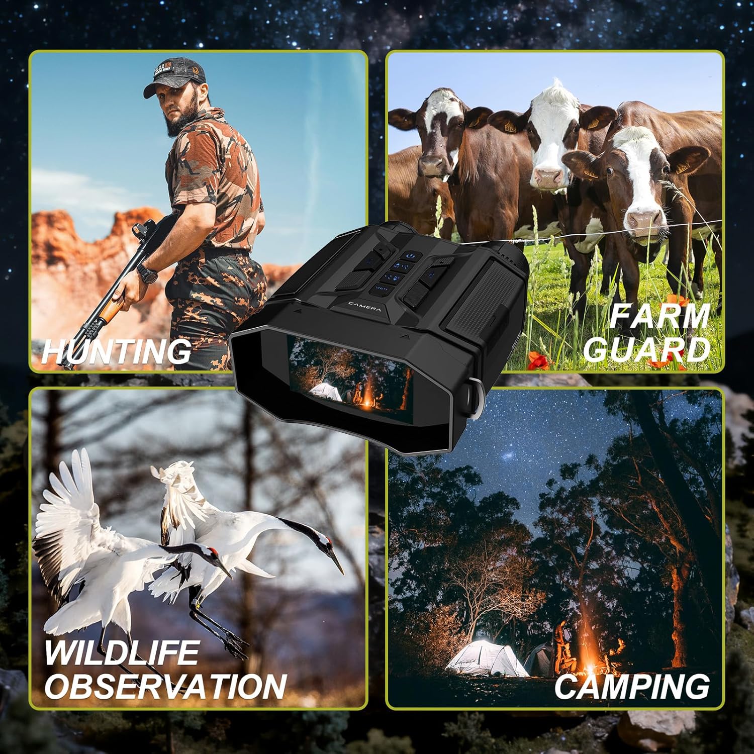 Night Vision Goggles 8X Digital Zoom, 300M Night Vision Binoculars with 7-Level IR, 32GB Card & LED Flashlight, Gifts for Men, Dad, Husband, Boyfriend for Camping Hunting Birdwatching - Image 9