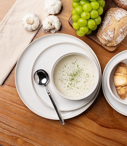 Miniatura 2 de TheTerra Juego de vajilla de cerámica para 4, juego de 12 platos y cuencos de esmalte reactivo hecho a mano, resistente a los arañazos, apto para