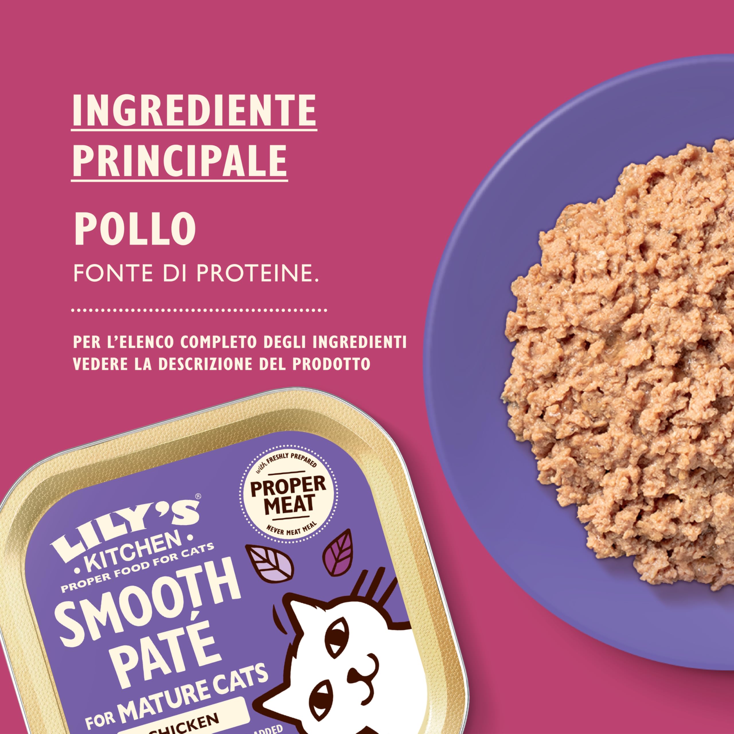 Lily's Kitchen Paté Morbido con Pollo per Gatti Senior – Cibo Umido Naturale, Senza Cereali, Ricco di Carne (19 x 85 g)