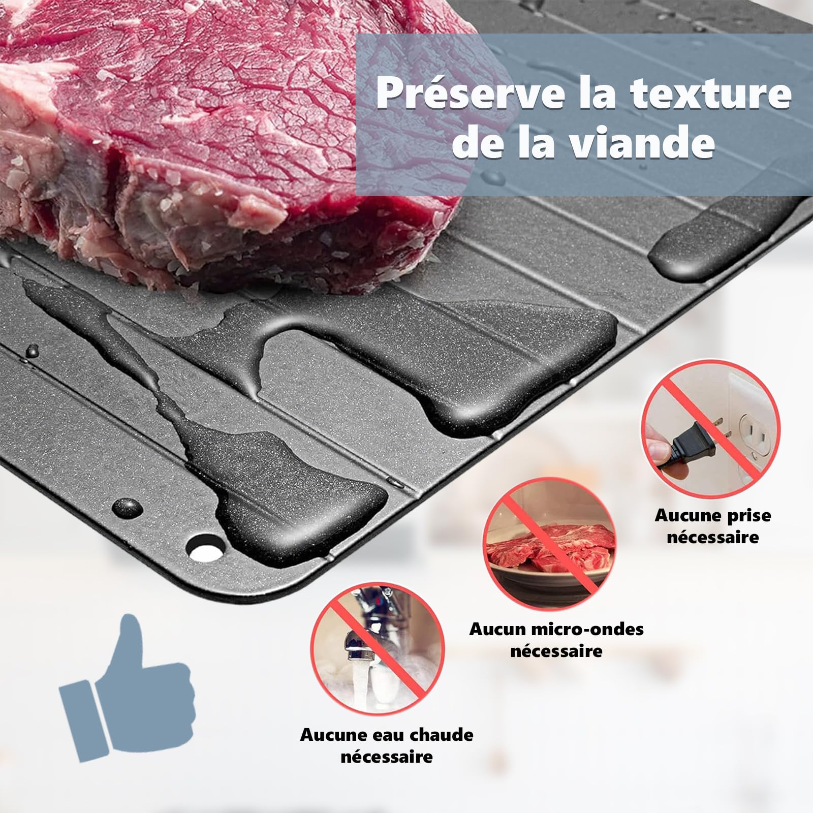 Plateau de décongélation rapide avec mini planche à découper pour viande poisson légumes