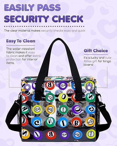 Miniatura 4 de Bolsa de bingo para Daubers Dabbers Dobbers - Bolsas de bingo transparentes con bolsillos para accesorios de bingo, bolsa de bingo para juegos de