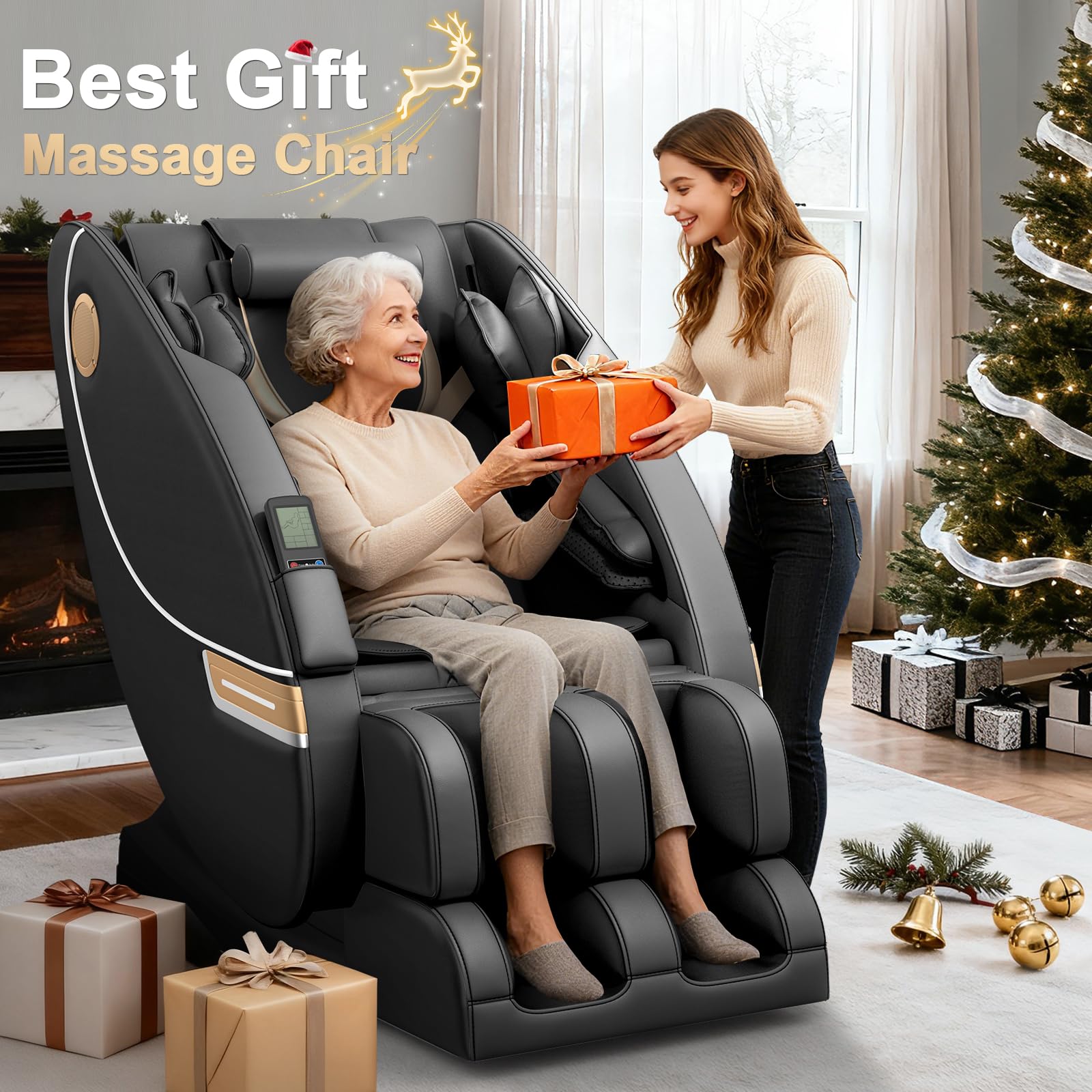 Sillón de Masaje con 14 Puntos de Masaje y 8 airbags, calefacción Lumbar y para Las piernas, Altavoz Bluetooth, Masaje con Rodillos para los pies, sillón de Masaje eléctrico