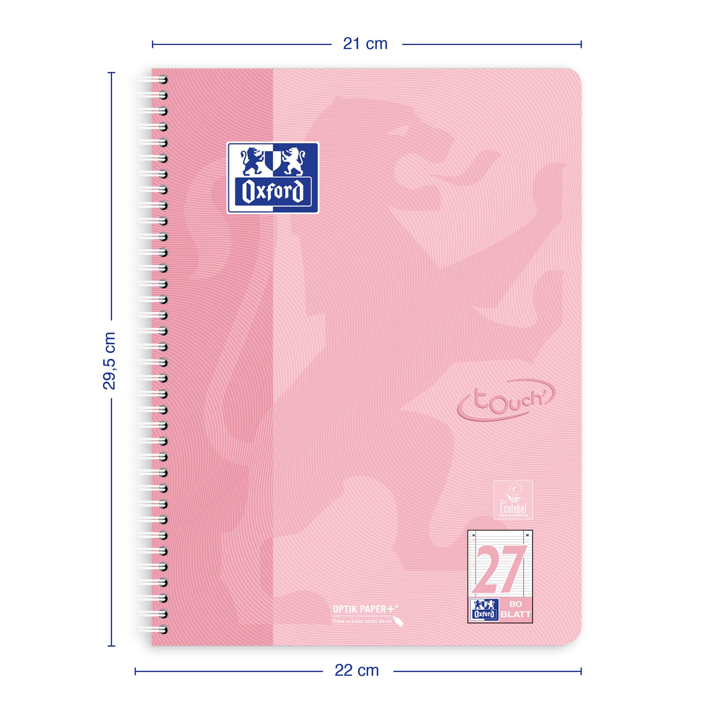 Oxford Touch Lot de 10 cahiers A4 lignés avec double marge 160 pages 5 couleurs pastel