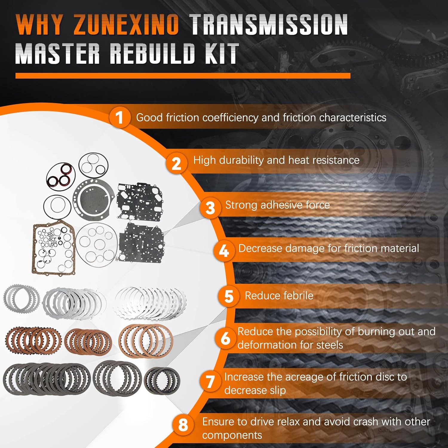 62TE Transmission Master Rebuild Kit Compatible with Chrysler 200/ Sebring/Town & Country Dodge Avenger 2008-UP Car