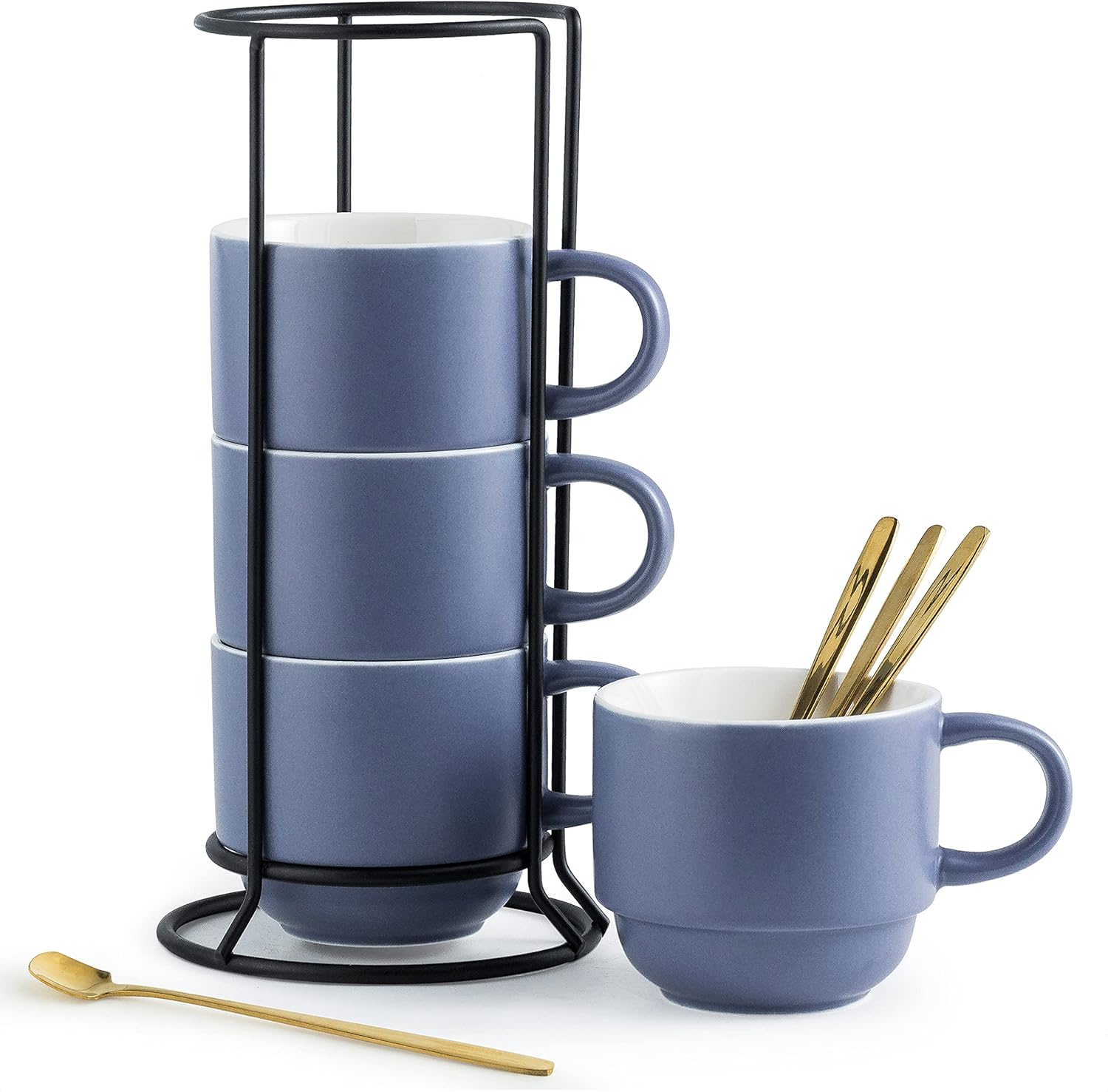 YHOSSEU Stackable Coffee Mug Set of 4, Coffee Mugs with