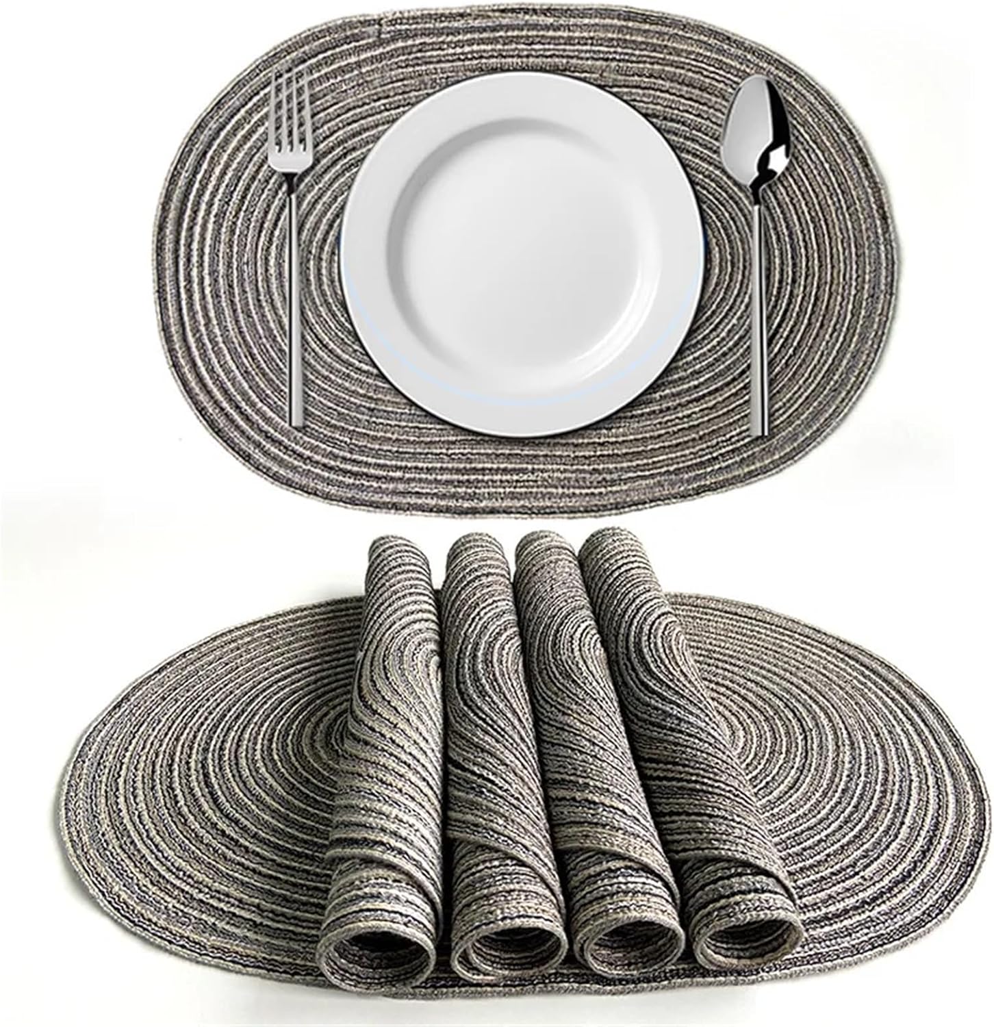 35x50cm Orange Placemats Big Oval Braided Natural Woven Table Mats for Dining Table Place 식탁매트 Салфетки(CO-Blue,10pcs 35x50cm)
