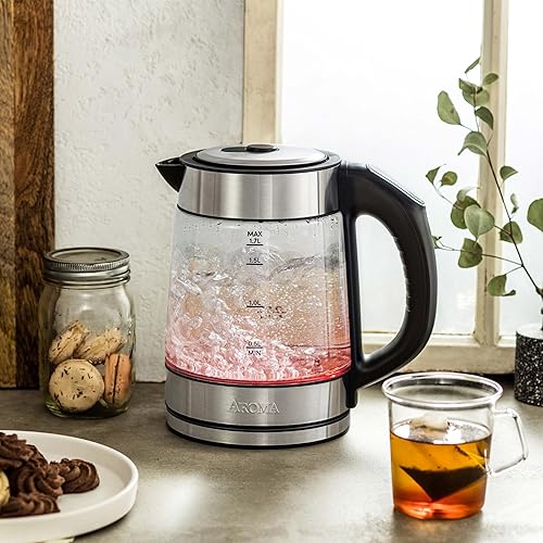 Miniatura 6 de AROMA® Hervidor de agua de vidrio digital profesional de 1.7L/7 tazas (AWK-170D)
