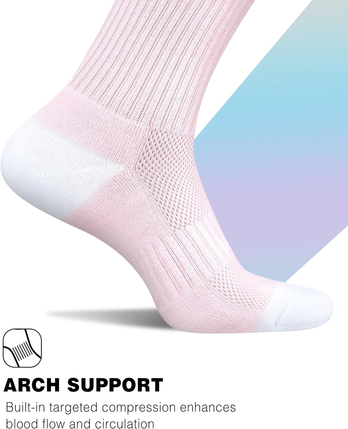 Crew Socks for Women,Athletic Hiking Running Compression Socks with Cushioned Support 3-6 Pairs - Image 7