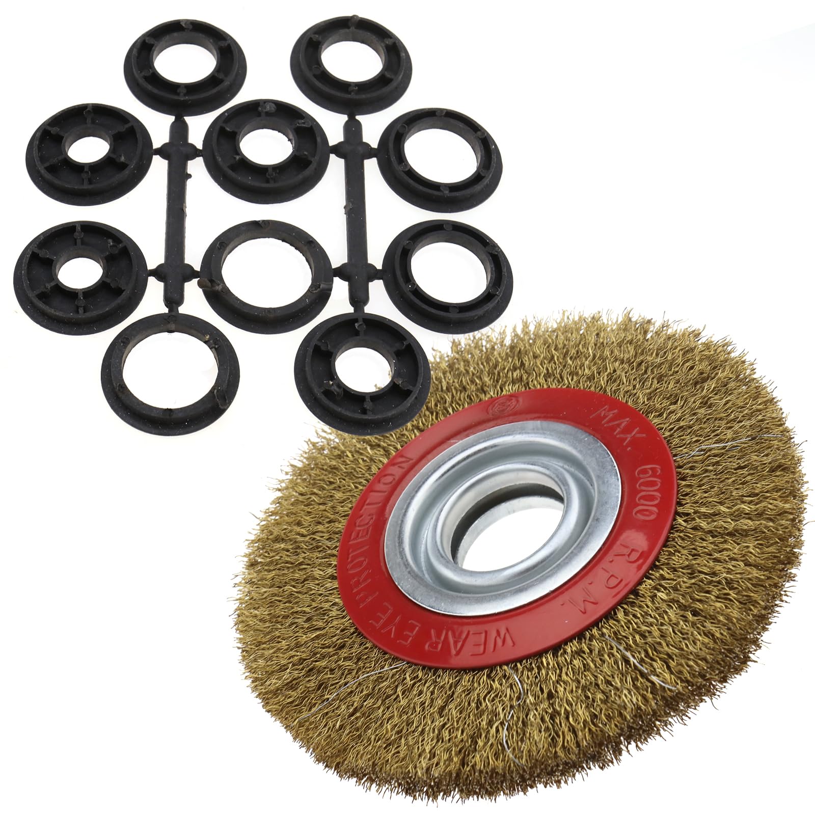 Cepillo limpiador circular metálico Ototec con cerdas de alambre de acero para esmeriladora de banco. 125/150/200 cm, 150 mm