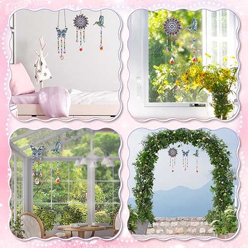 Miniatura 4 de Manualidades para niñas y niños de 4 a 8 a 12 años campanillas de viento DIY pintura de diamantes para niños de 6 a 8 años, regalos de arte y