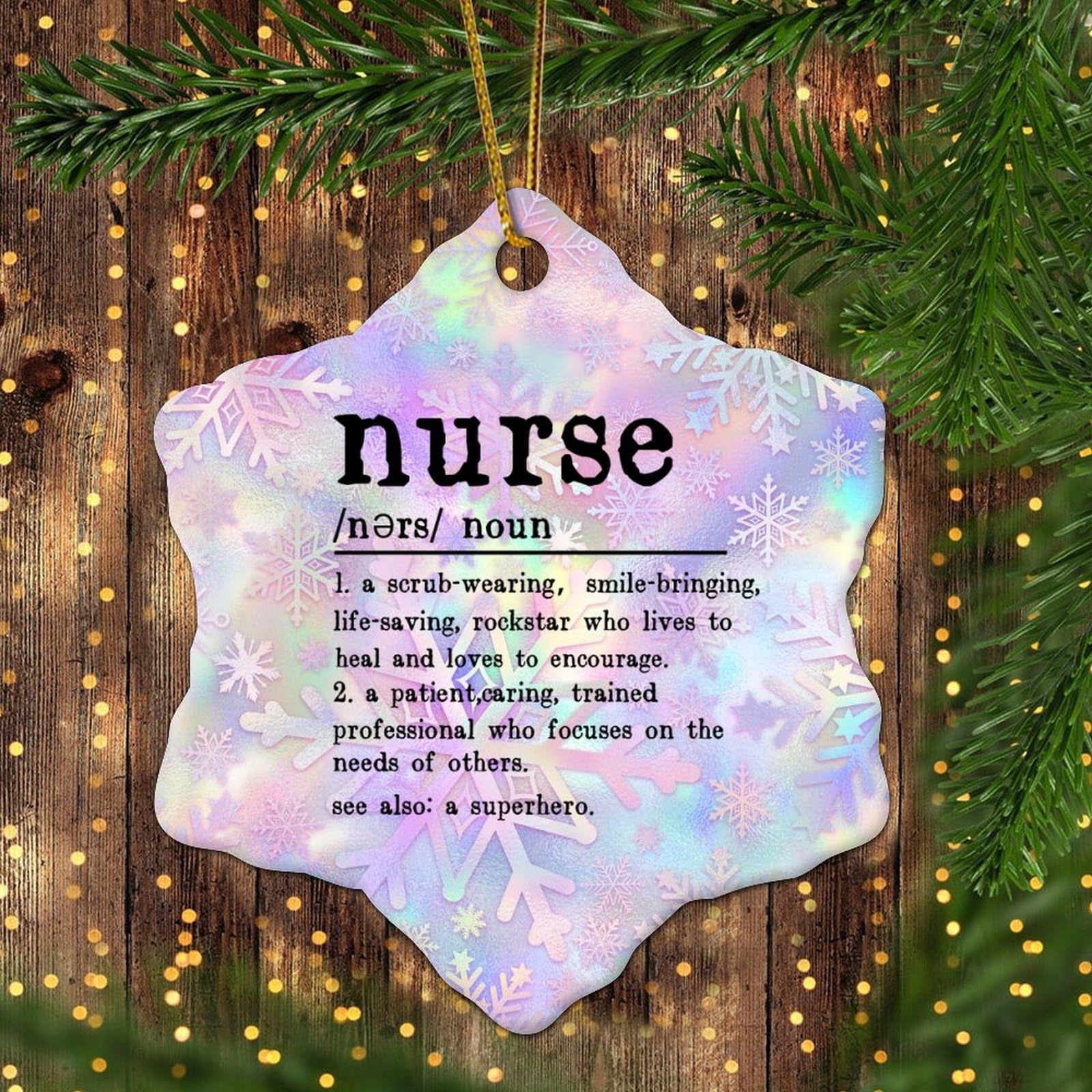 LITTLEGROVE SEEDS Nurse Christmas Tree Decorations Funny Definition of Nurse Personalized Christmas Ornaments 2023 Christmas Decor Gifts for Wedding Anniversary Holiday Pendants 3 Inch