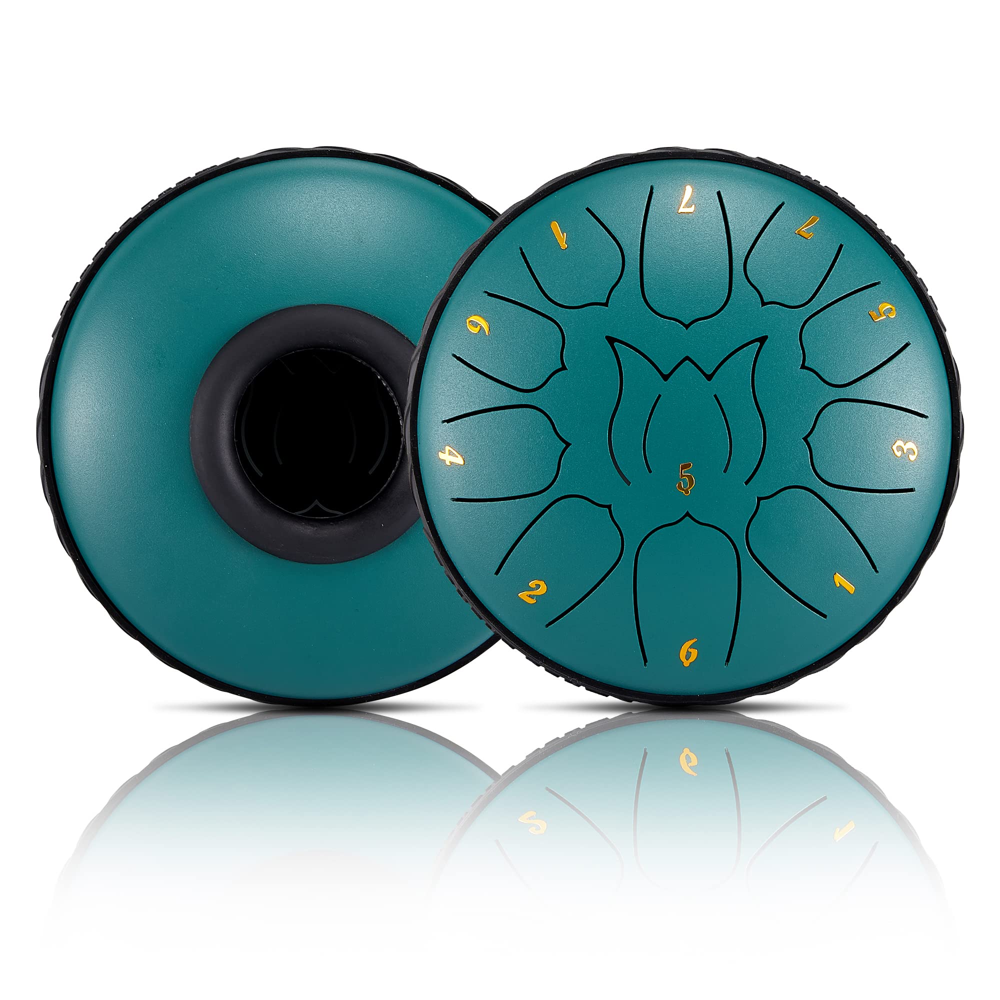 ZXZYHFTY Tambour à langue en acier de 15,2 cm à 11 notes avec sac, livre de musique, baguettes, support de maillet et pagaies de doigts, pour camping, méditation ou yoga (vert)