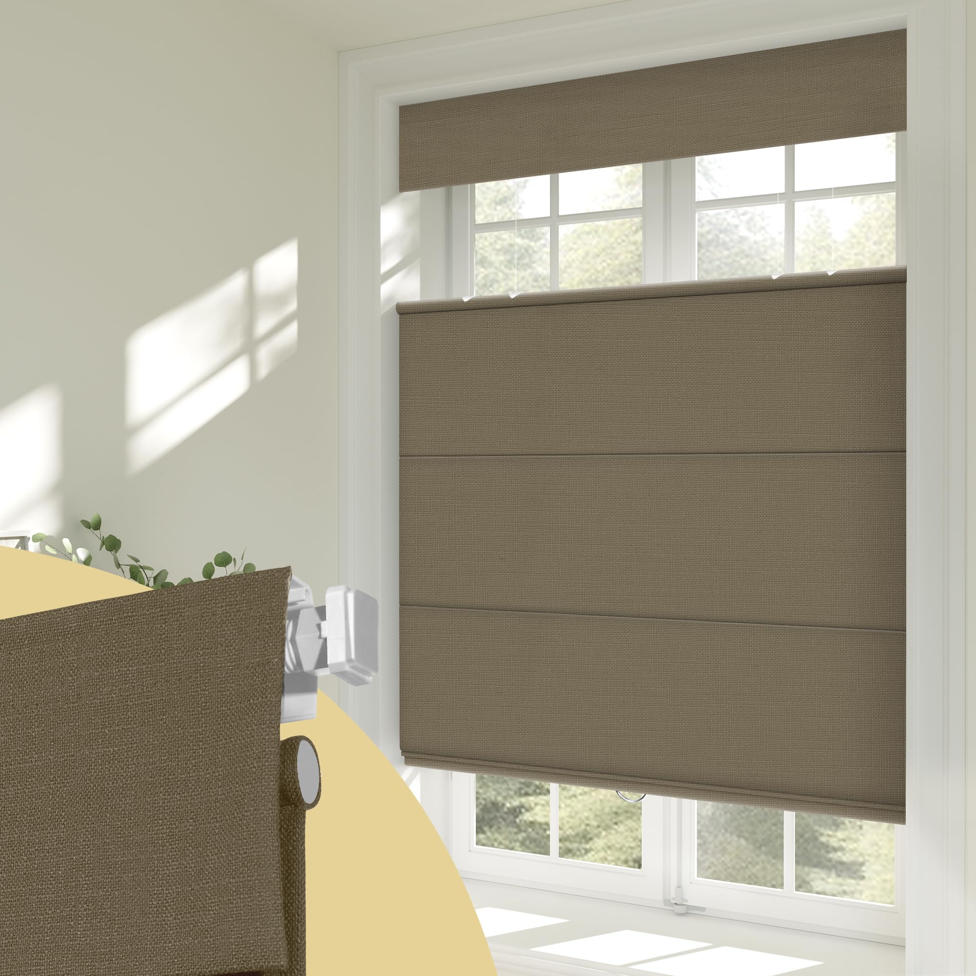 HOSTOON No Drill Top Down Bottom Up Roman Shades for Windows,Cordless Blackout Roman Blinds,Thermal Insulation for Privacy,No Tools,Easy to Install,