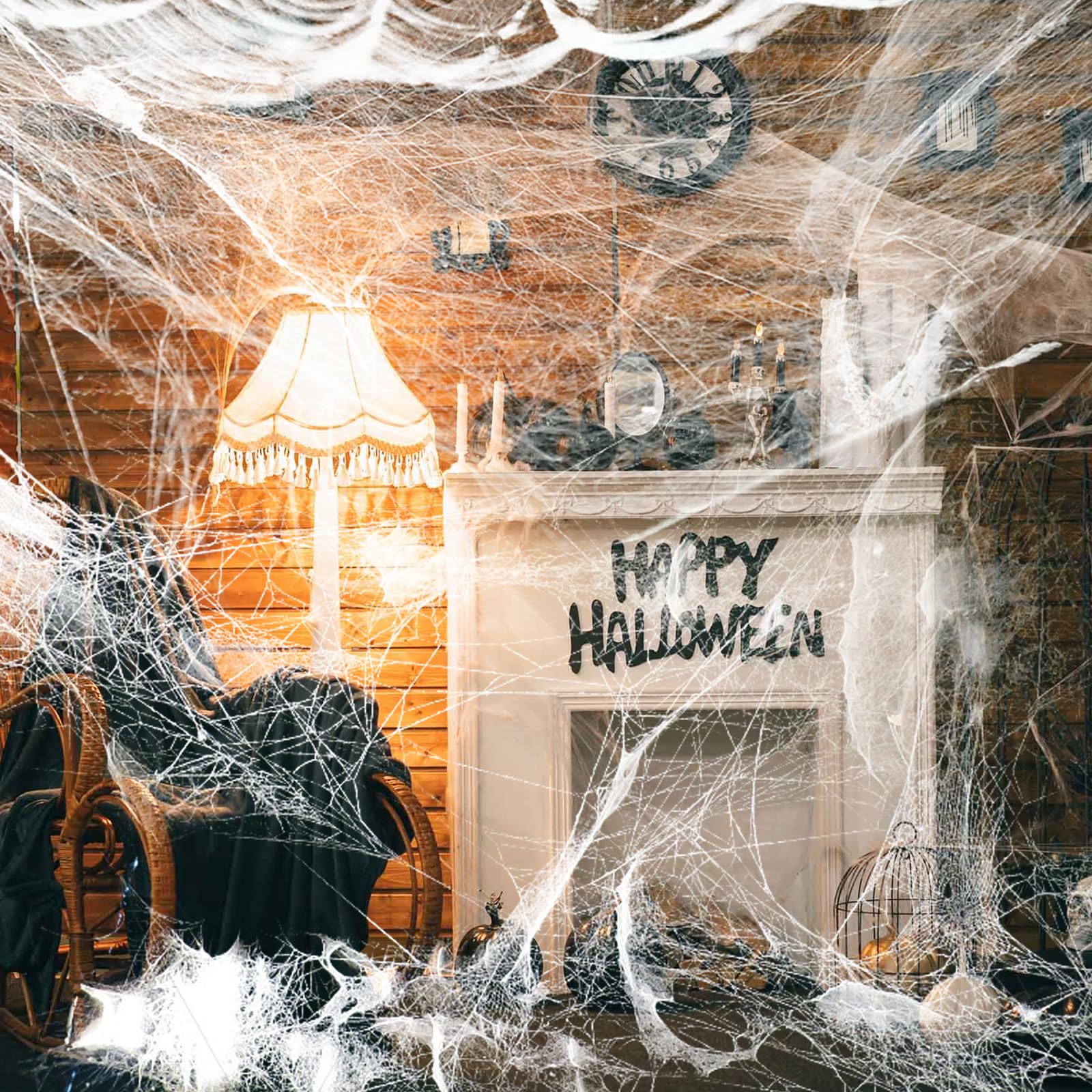 CANCJ Halloween Spinnennetz Deko– 200g Spinnweben Halloween Deko Set mit 40 Künstliche Spinnen, Dehnbare Halloween Spinnennetz Outdoor für Horror Halloween Party, Garten, Fenster, Tür & Hausdeko