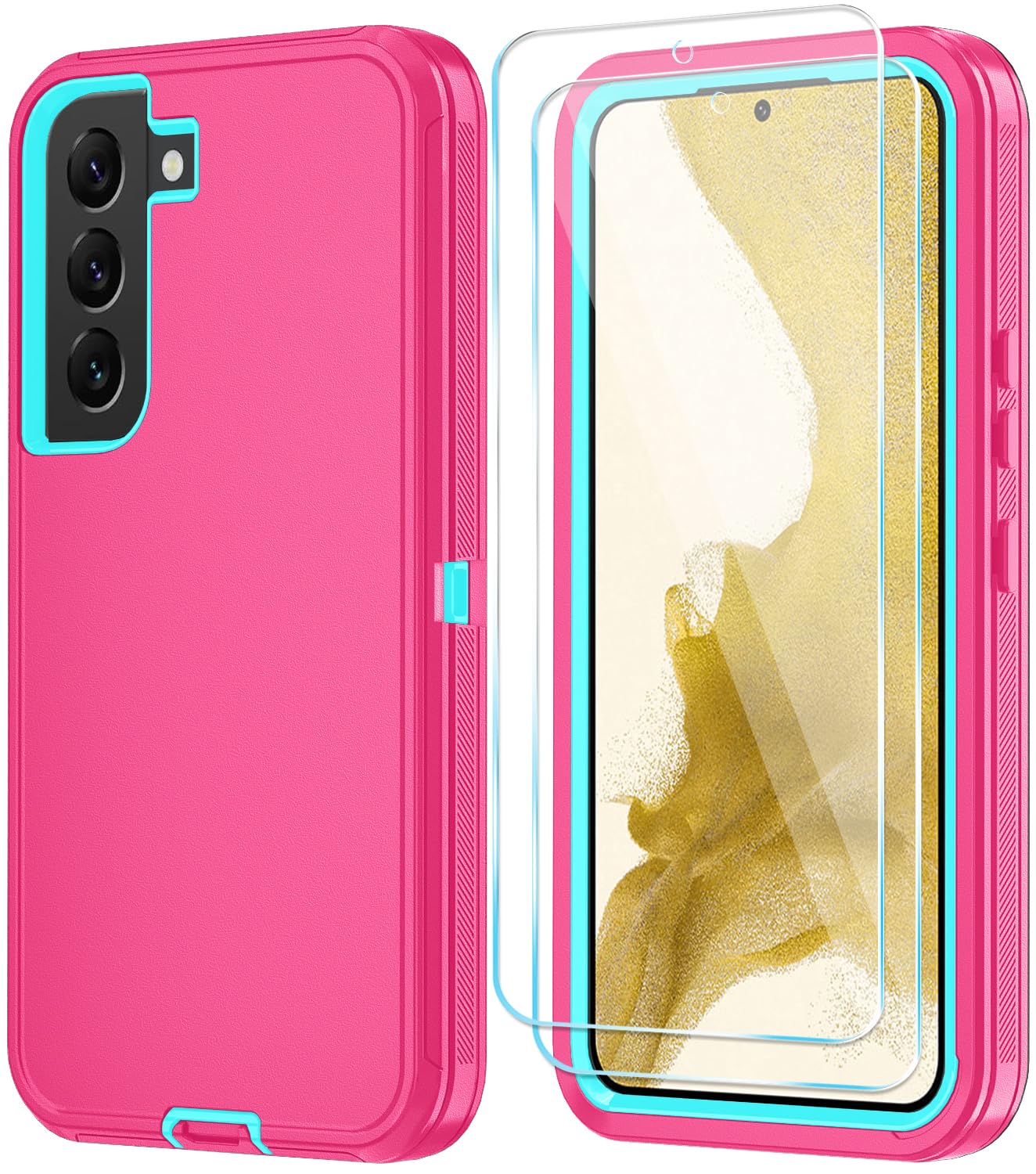 Photo 1 of ONOLA Phone Case for Samsung Galaxy S22 Plus Case with HD Screen Protector, Heavy Duty Shockproof & Dropproof 3-Layer Cover Phone Case for Galaxy S22 Plus 6.6'',PinkSkyBlue