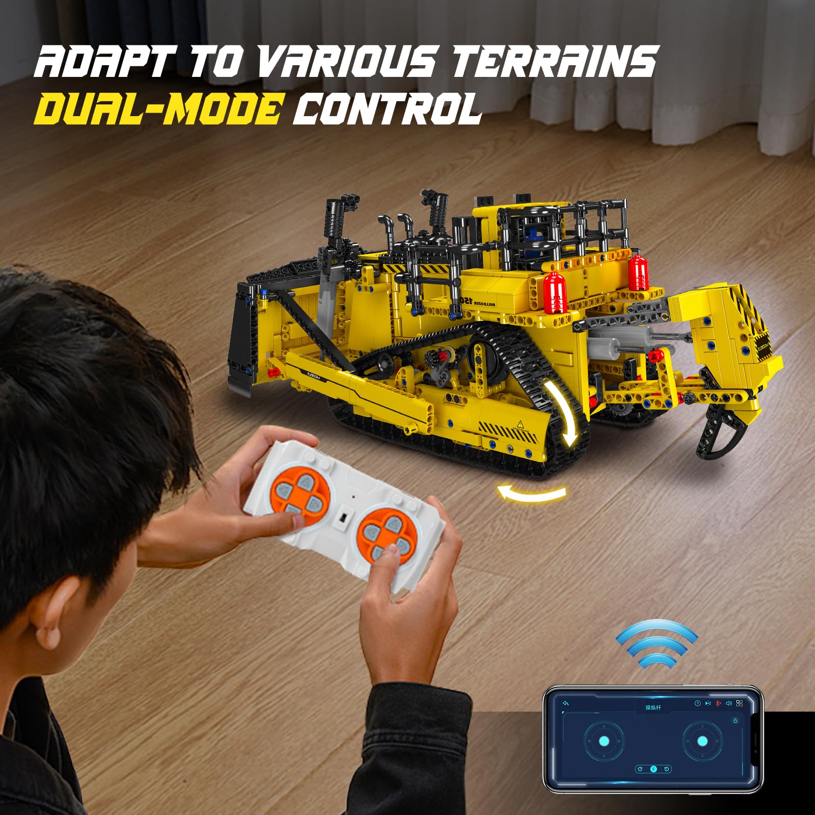 Mould King 17054 Bulldozer Tecnologico Con Telecomando APP - 1423 Pezzi, Regalo Per Bambini E Adulti