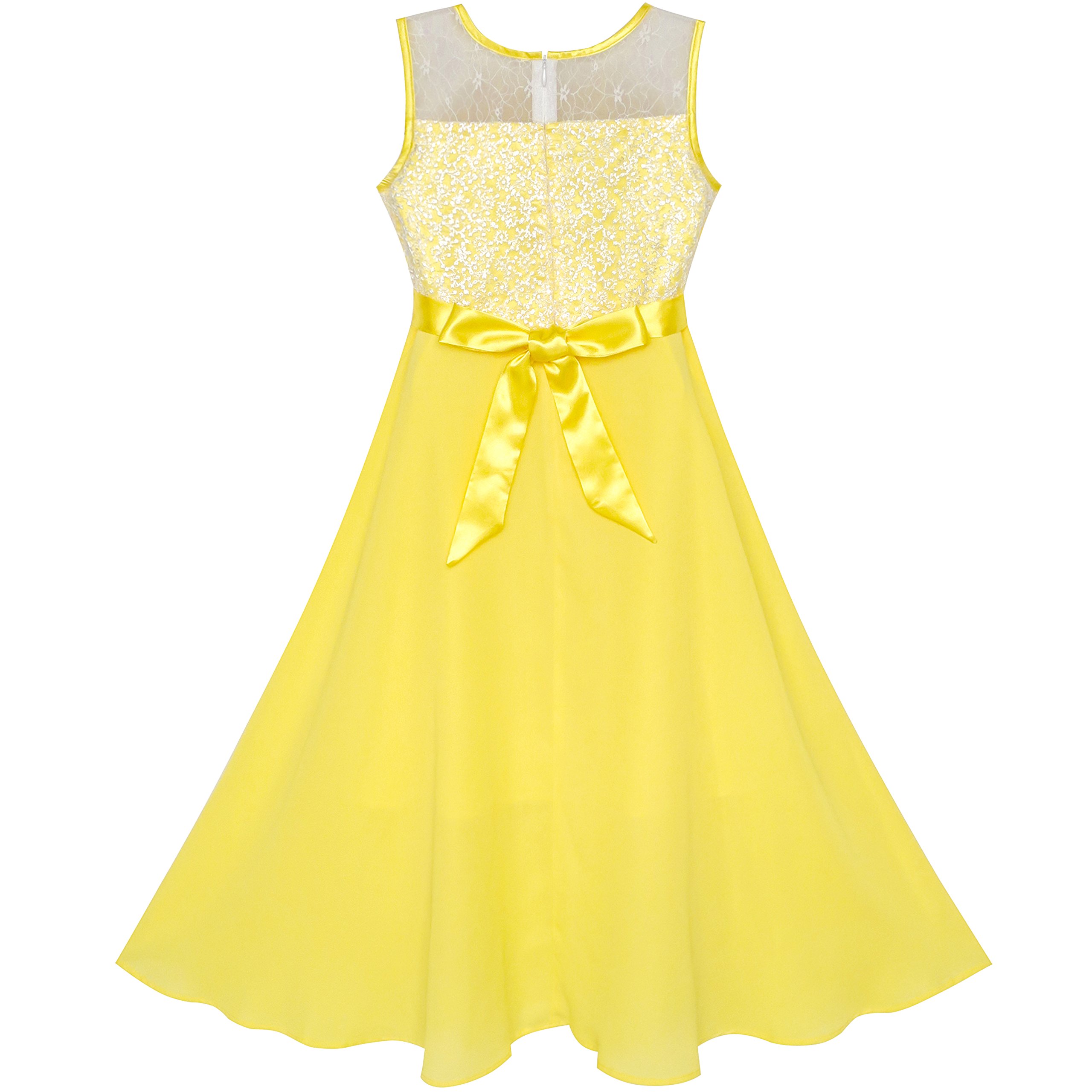 Sunny Fashion Vestido para niña Diamante de imitación Gasa Dama de Honor Baile Pelota Maxi Vestido 6-14 años