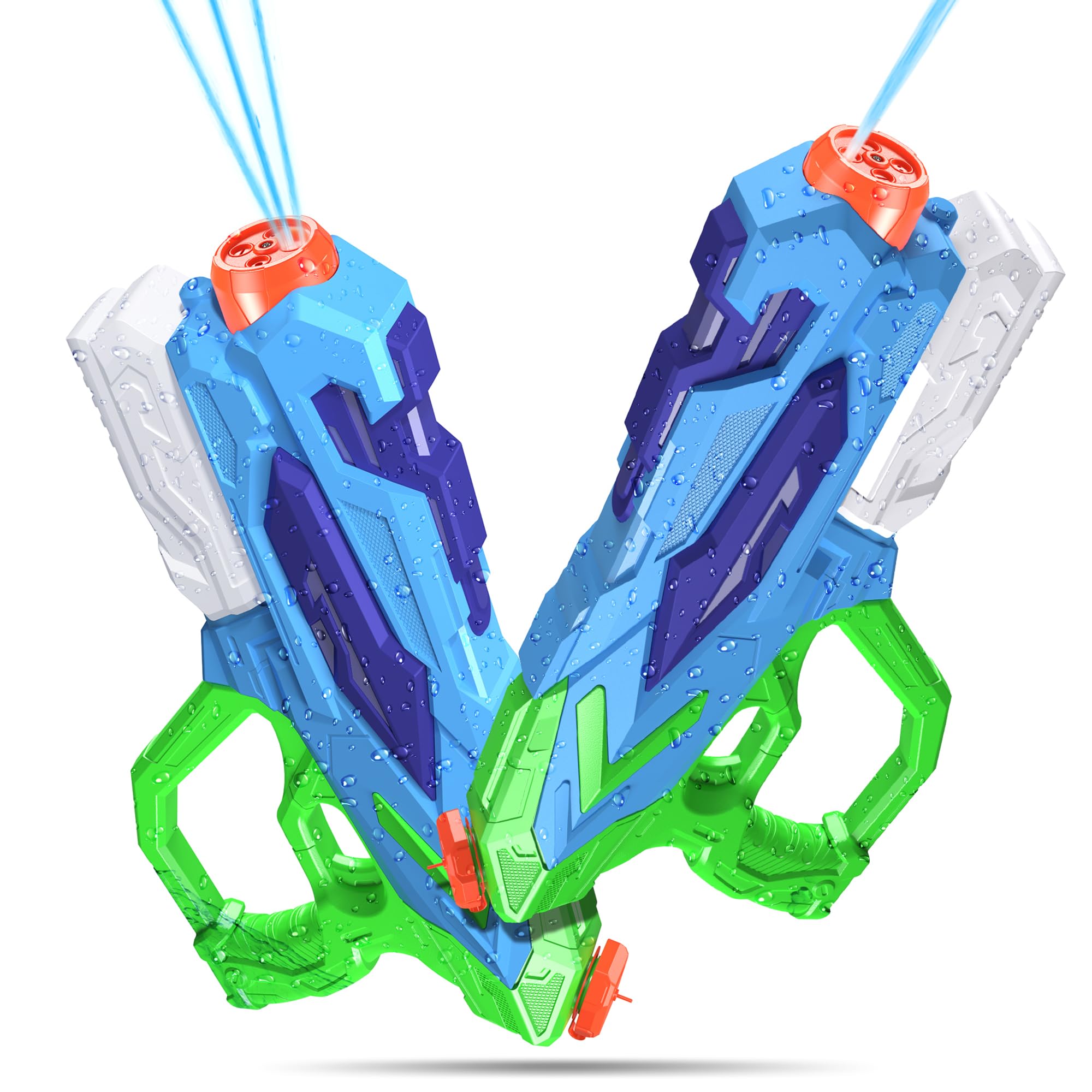 2 PCS Water Gun for Kids, Super Squirt Guns Water Soaker Blaster - 4 Shooting Modes Switch - 26 Ft Long Shooting Range - Summer Water Toys Gun for Boys Girls Adults Outdoor Pool/Garden