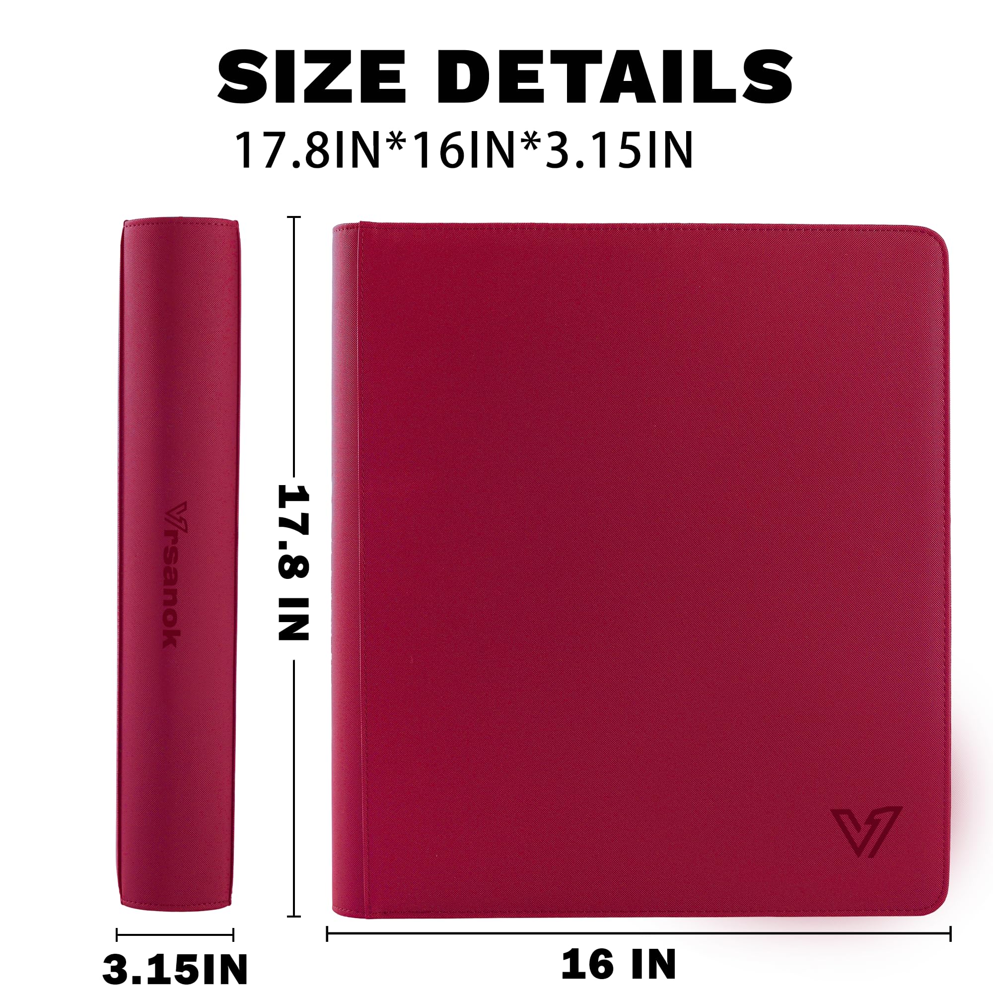 Sammelkartenbinder mit 20 Fächern, für 2000 Karten, großes Fassungsvermögen, 10,2 x 12,7 cm, Kartenalbum mit 50 doppelseitigen Seiten, ringloser PU-Einband, Reißverschluss, Kartenordner für