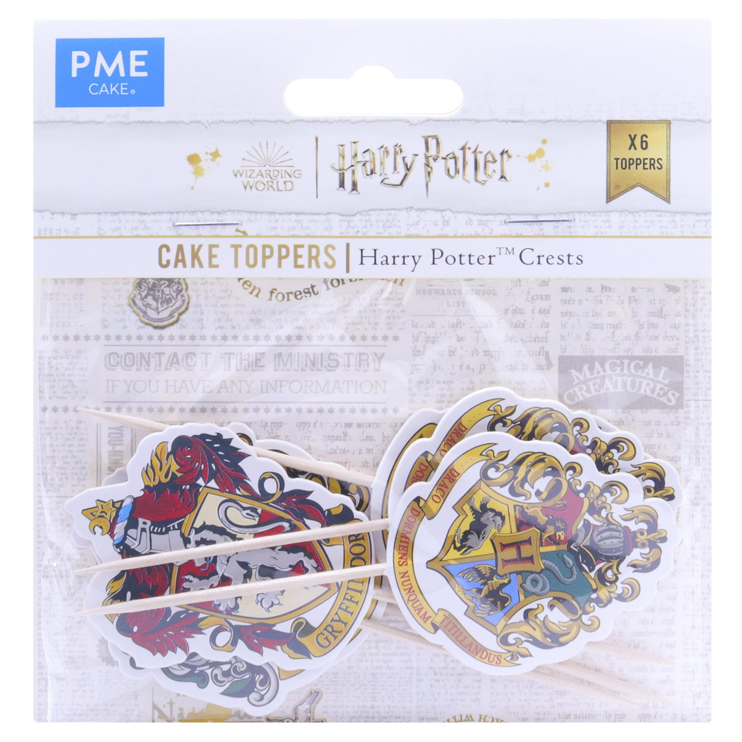 PME Cake Harry Potter Cake Toppers | Hogwarts Crests | Set of 6
