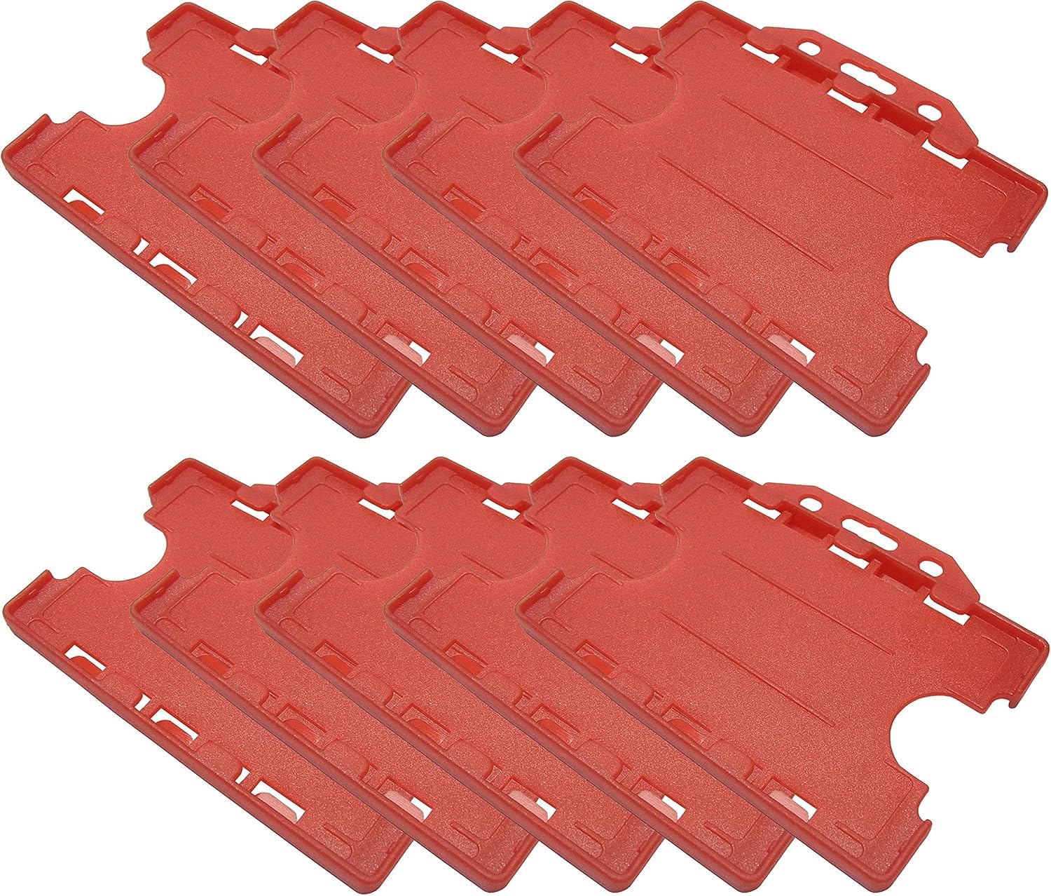 Customcard Ltd Double-Sided ID Card Holder - Secure, Red Plastic for 2 Credit-Sized Cards (85mm x 54mm) - Durable, Lightweight for Work, School, Events- ID Card Holder for Lanyard (Red, Pack of 10) — image 1