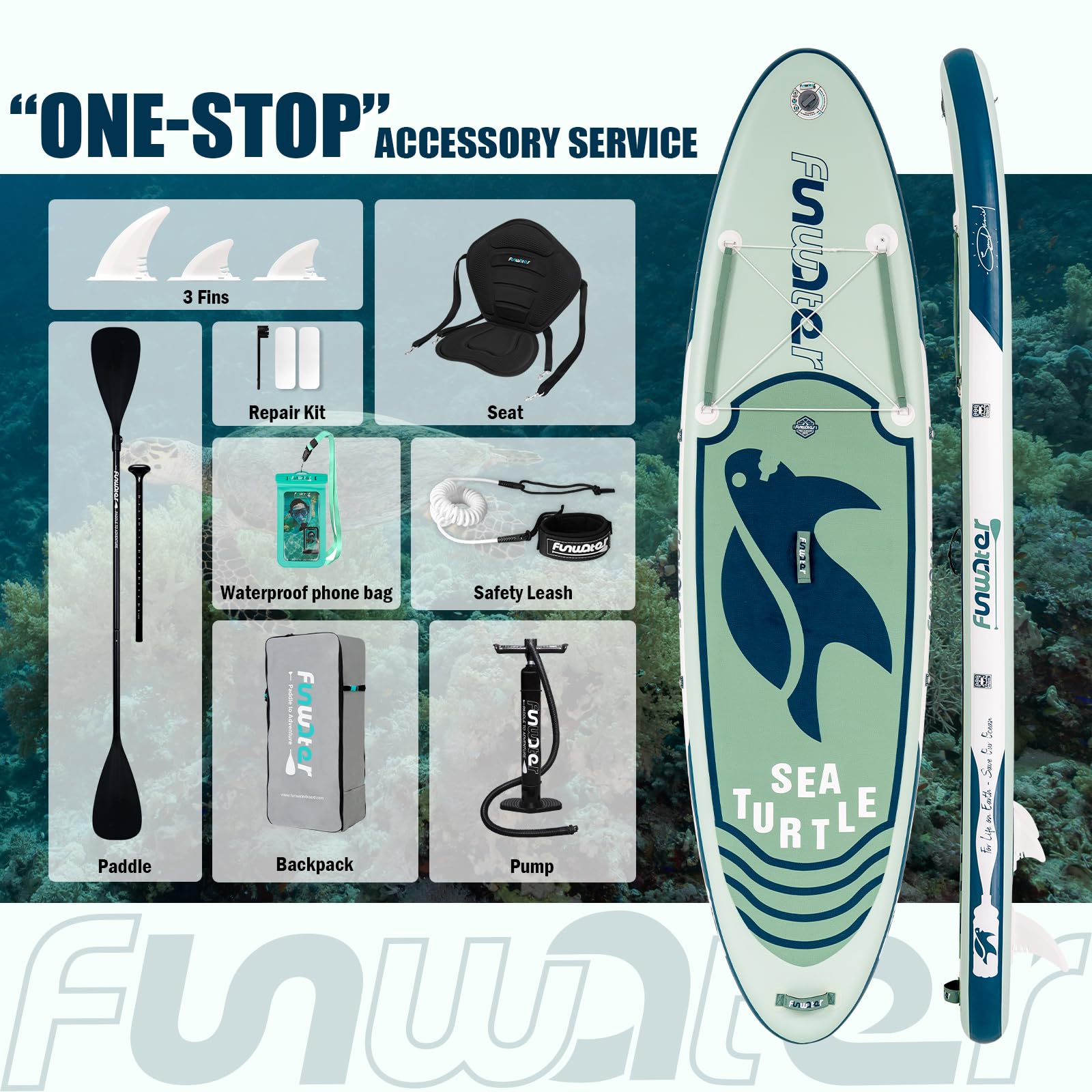 FunWater Stand Up Paddling Board 320 cm & 350 cm–SUP für 2 Personen/Familien,mit komplettem Zubehör,Doppellagiges PVC,anfängerfreundlich,Aufblasbares Paddle Board für Erwachsene & Einsteiger