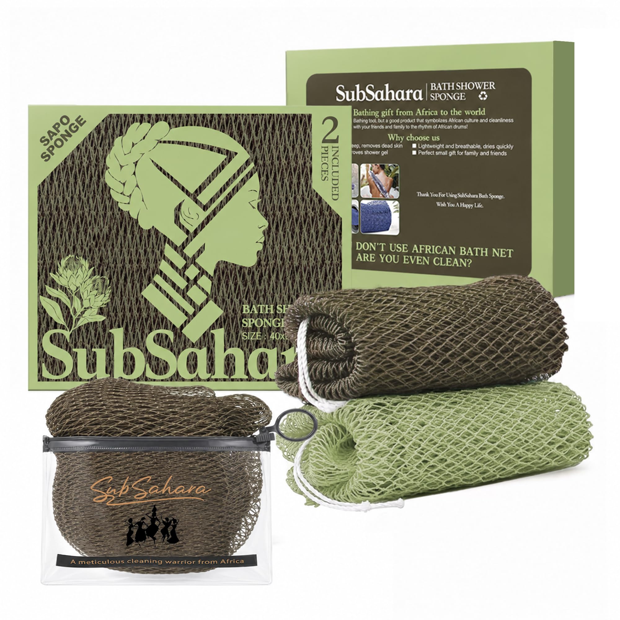 African Net Sponge - Exfoliating Body Scrubber (2 Pack) -11