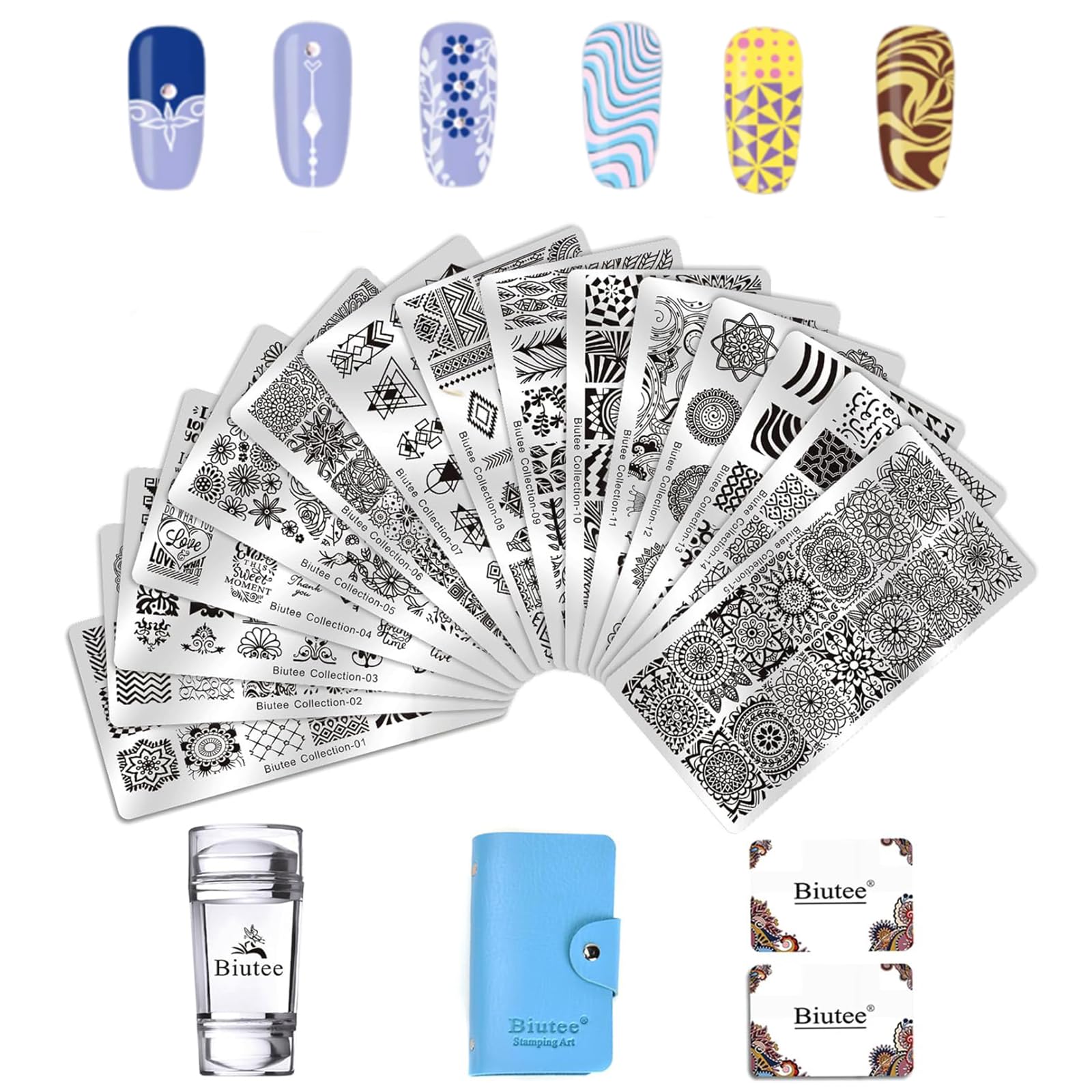 Biutee Nail Art Stamping Placas 19 Uñas Manicura Estampado Plantilla