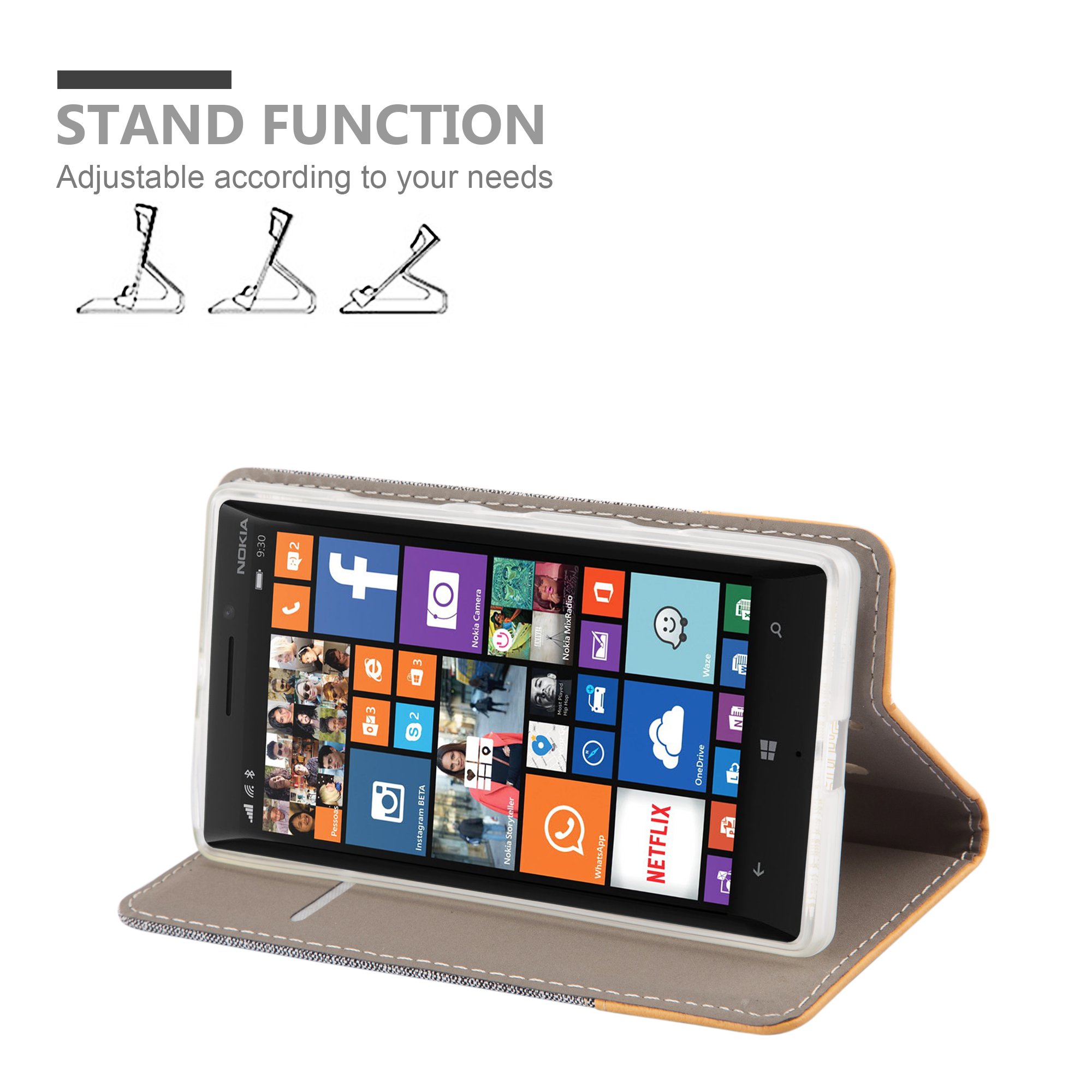Cadorabo Custodia Libro per Nokia Lumia 929/930 in Grigio Nero