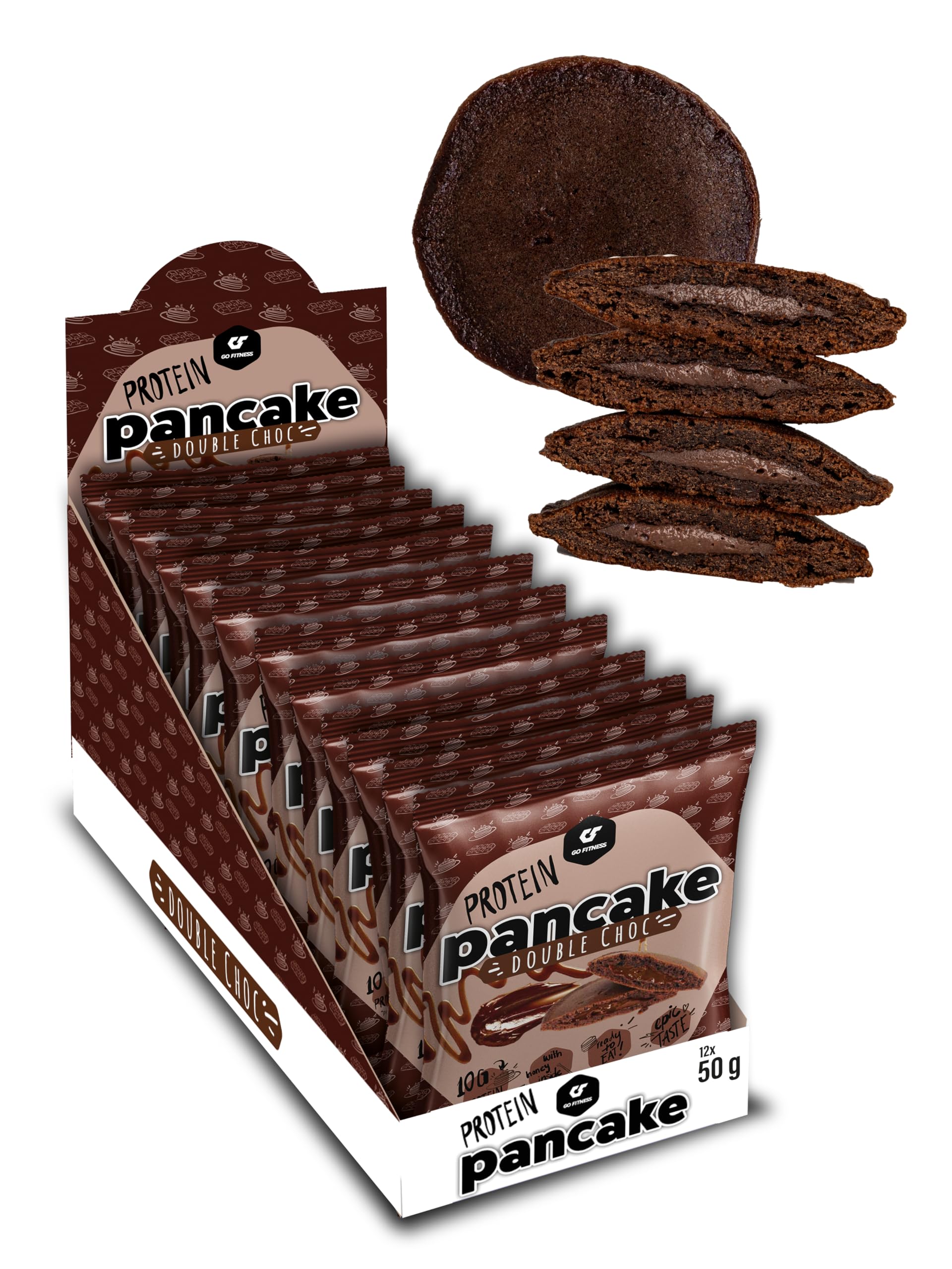 12 Protein Pancakes - High Protein Snack, Freshly Baked & Extremely Delicious - Protein Bar Alternative with 10 g Protein Per Pancake (Double Chocolate)