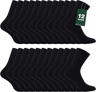 Fullluwaa 12 Pairs Unisex Socks Men Women Soft Cotton Men's Socks Black Long Work Socks