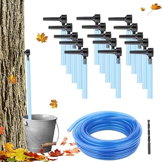 Maple Syrup Tapping Kit, Upgrade Maple Taps Set Include (15) Maple Syrup Taps, 33 -Ft Food Grade Tubing, 1 Drill Bit, Maple Tree Tapping Kit for Experts or Beginners (15 SET)