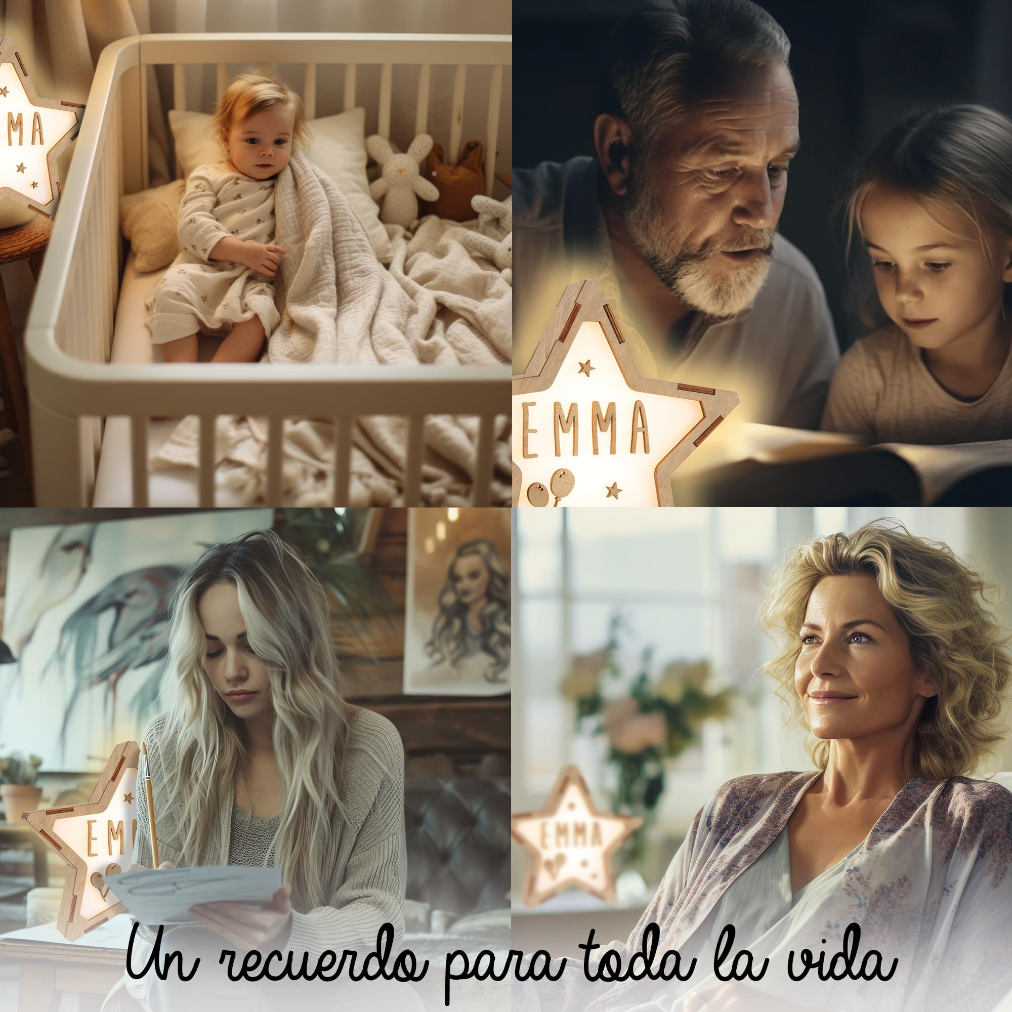 WONDEE Vintiun Lámpara Personalizada de Mesita de Noche - Cosas/Regalos para Bebés Recién Nacidos Originales, Luz Nocturna Infantil Quitamiedos Estrella - Regalos niños 0 1 2 3 4 5 6 7 8 9 10 años