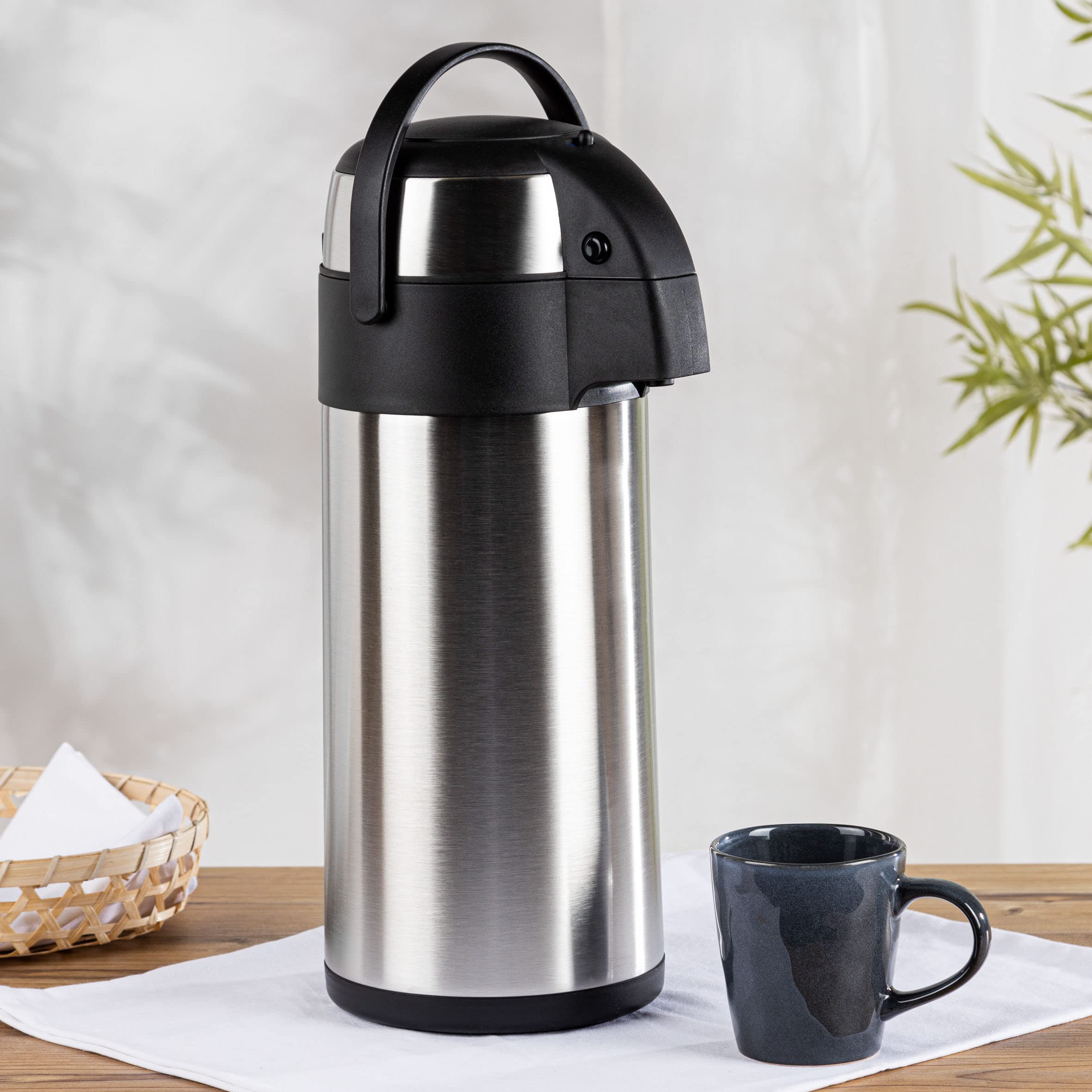 Airpot - Caraffa termica in acciaio inox, 5 litri, per bevande calde e fredde, a doppia parete, girevole, a prova di perdite