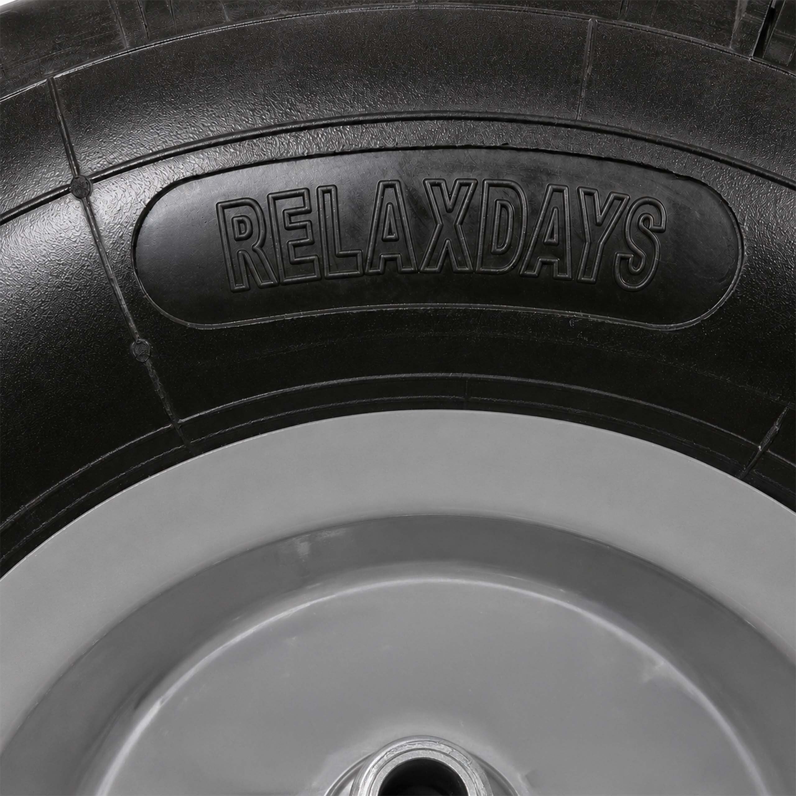 Relaxdays Koło do wózka transportowego, zestaw 2 sztuk, 4.00-6, pełna guma, kompletne koło stalowa felga, oś, koło zapasowe, taczka, czarne/szare