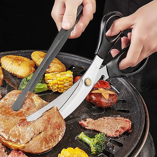 Miniatura 2 de 2 pinzas largas y finas de 12 pulgadas para cocinar, pinzas de acero inoxidable para cocina y cocina, color negro