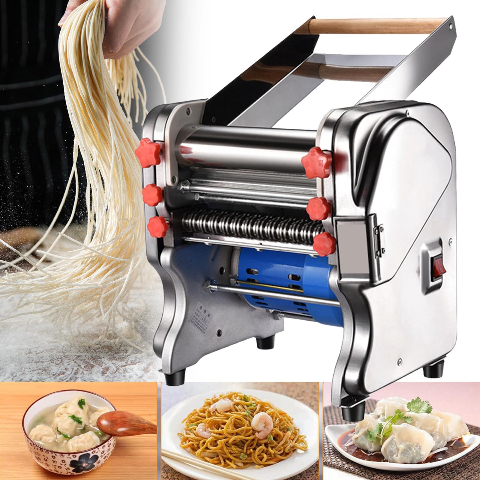 SENJINGHUA 550W Automatic Noodle Machine for Home and Commercial, Electric Pasta Makers Machine, Dough Roller Machine,Electric Pasta Maker 220