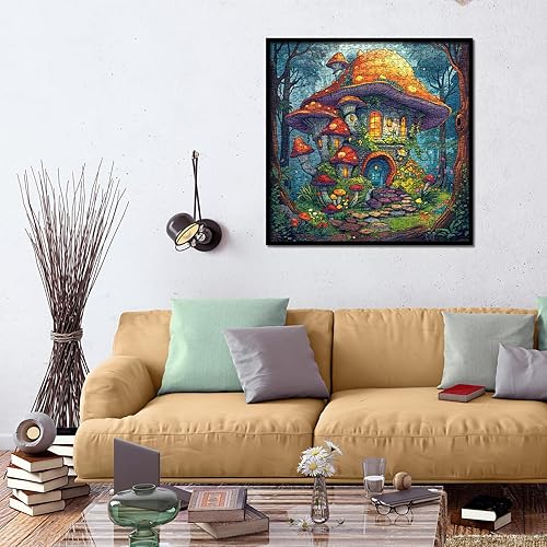 Miniatura 6 de Rompecabezas de casa de hongos para adultos de 1000 piezas, rompecabezas de bosque mágico, rompecabezas de árbol de plantas caprichosas de fantasía
