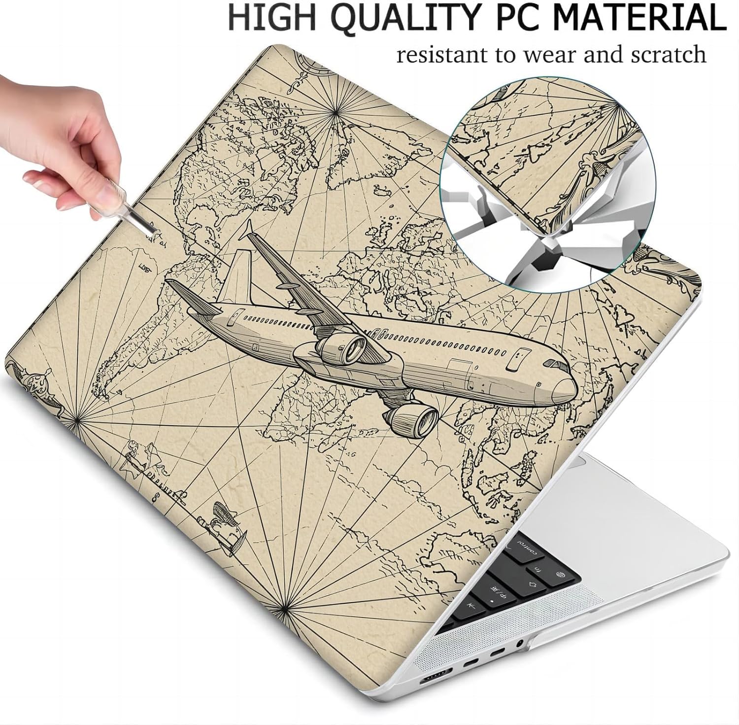 Compatible with MacBook Neo 13-inch, Hard Shell Case with Keyboard Cover and Screen Protector (A3404 A18 Pro chip, 2026 Release) - Vintage Map MC22924